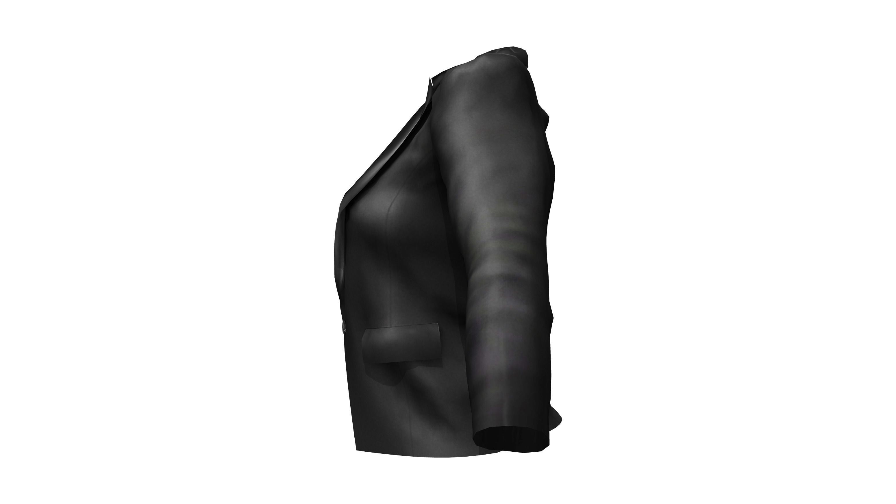 Strong Power Shoulder Blazer Jacket Low-poly 3D model_3