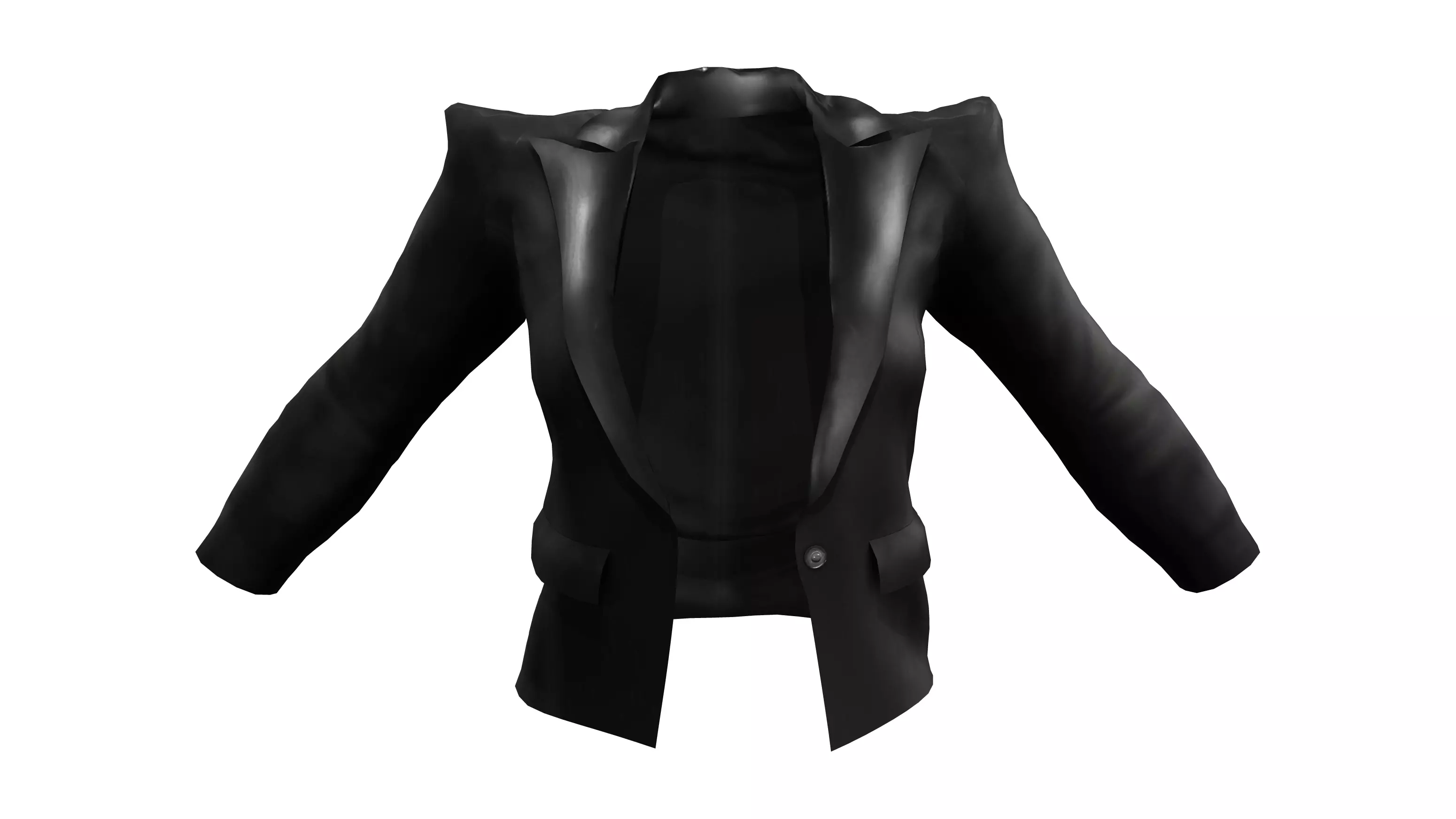 Strong Power Shoulder Blazer Jacket Low-poly 3D model_0