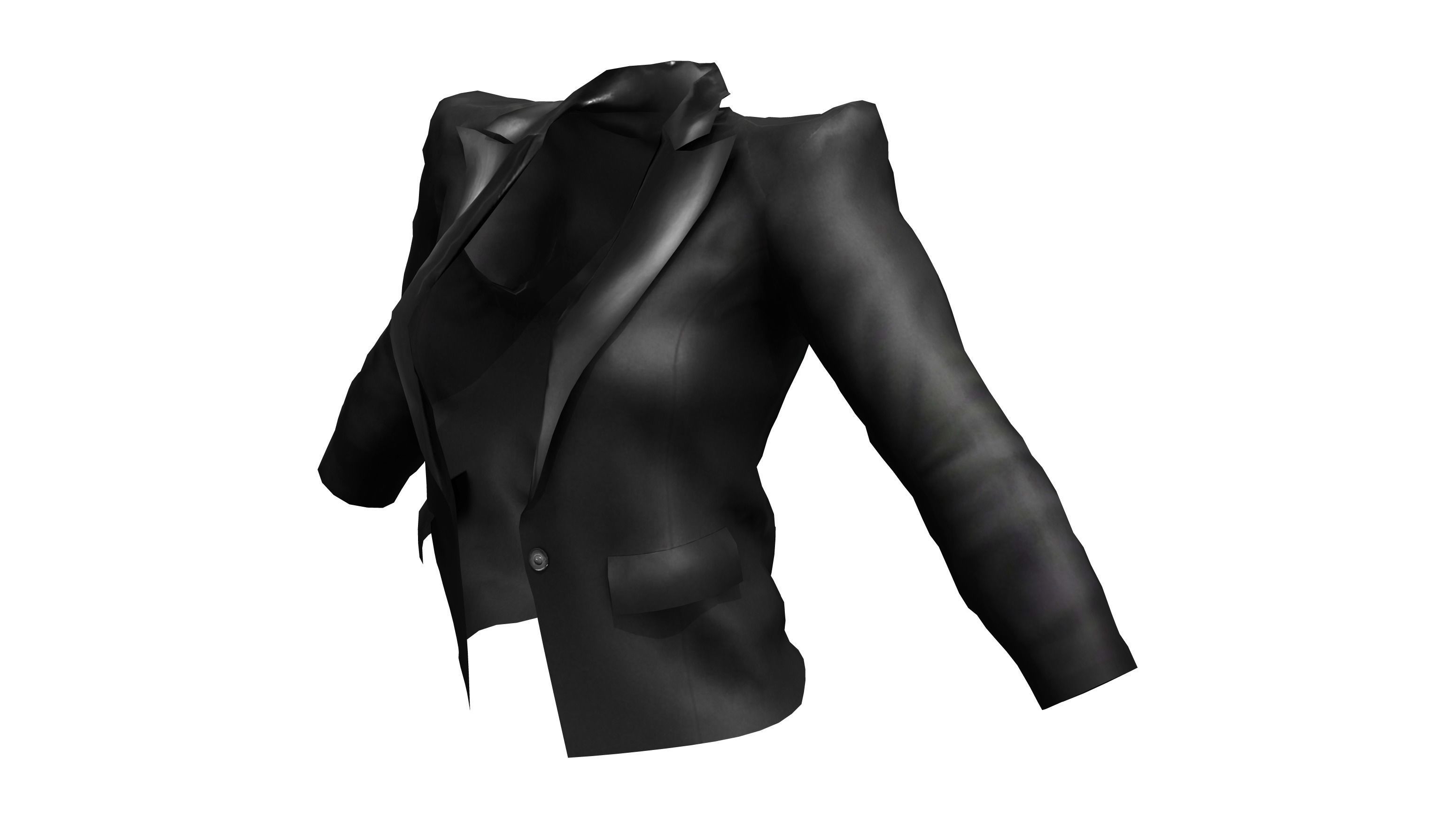 Strong Power Shoulder Blazer Jacket Low-poly 3D model_2