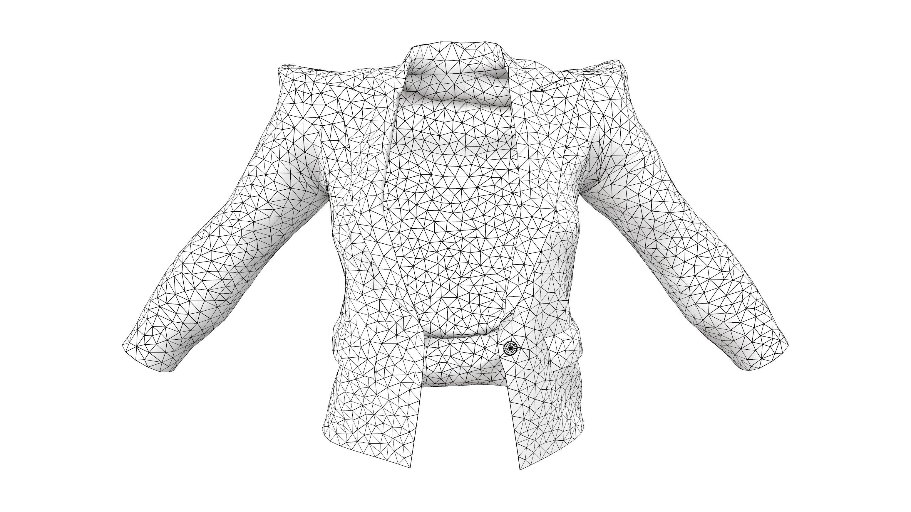Strong Power Shoulder Blazer Jacket Low-poly 3D model_6