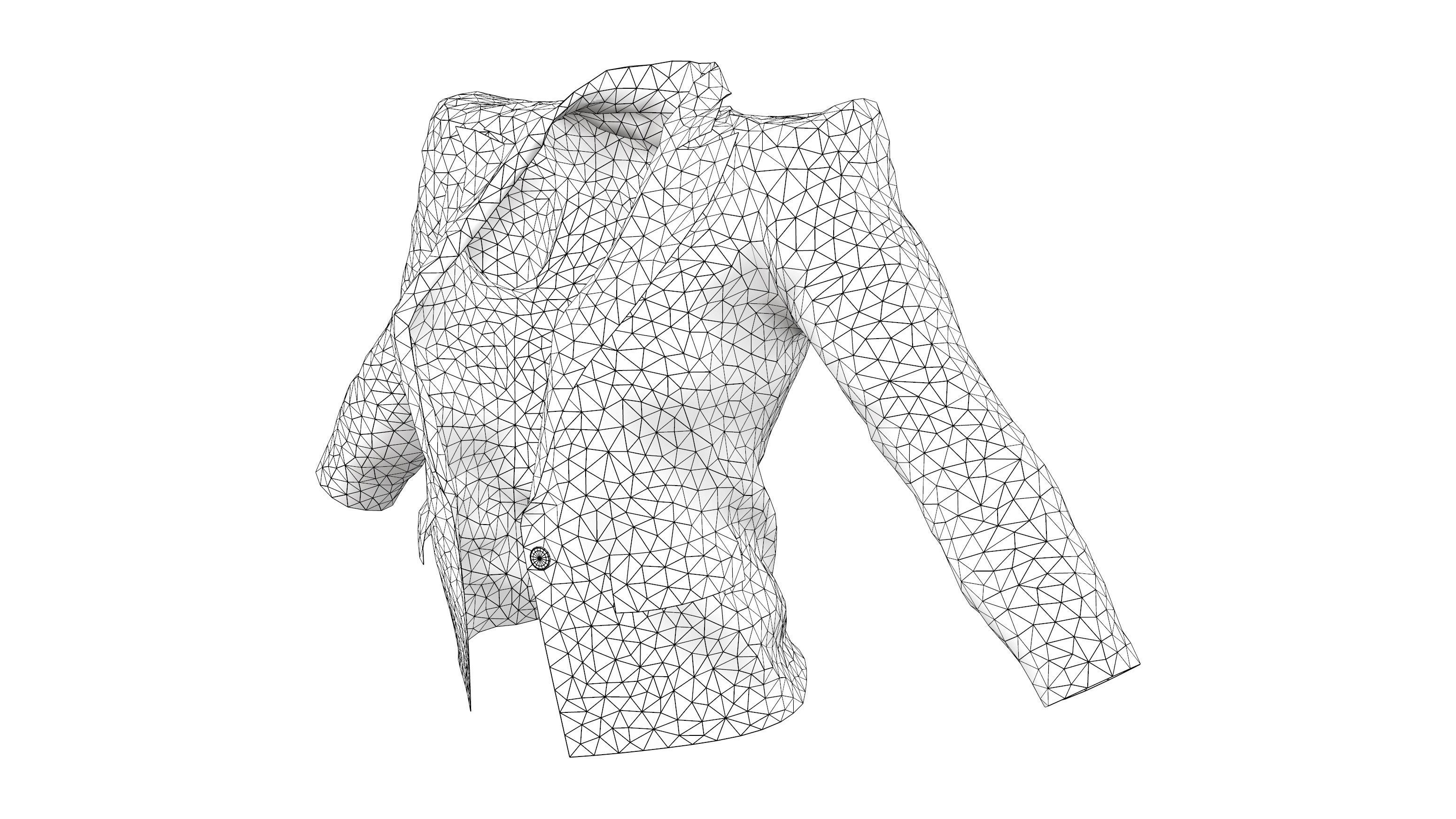 Strong Power Shoulder Blazer Jacket Low-poly 3D model_7