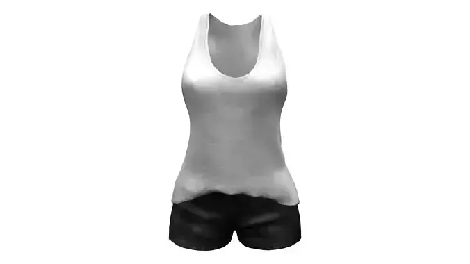Ladies Loose Tank Top Tucked With Shorts
