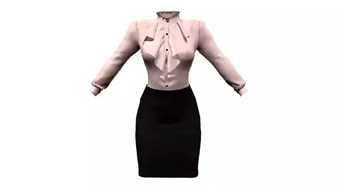 Ladies Blouse with Pencil Skirt
