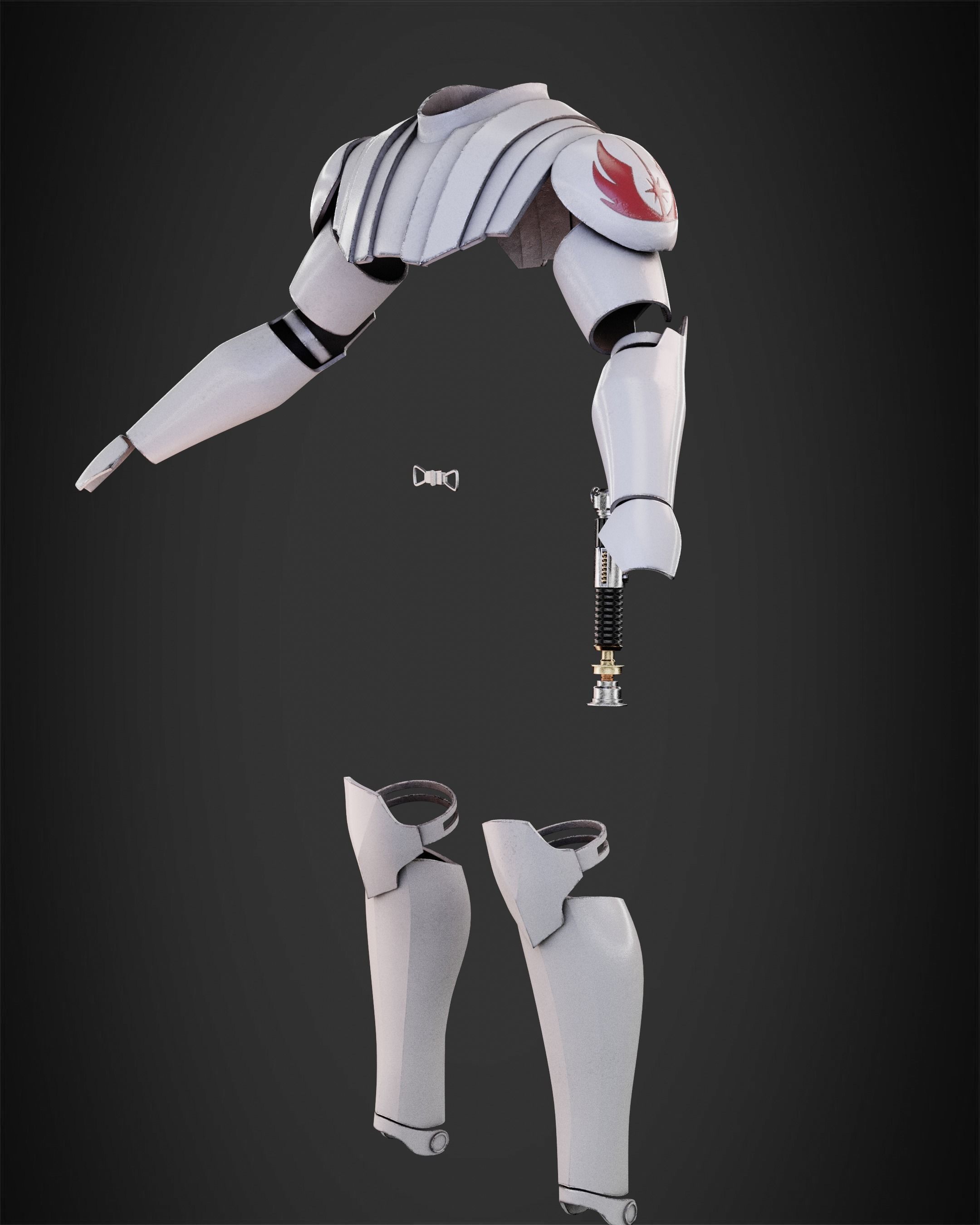 Obi Wan Kenobi Full Battle Armor And Lightsaber for Cosplay 3D Model Collection_4