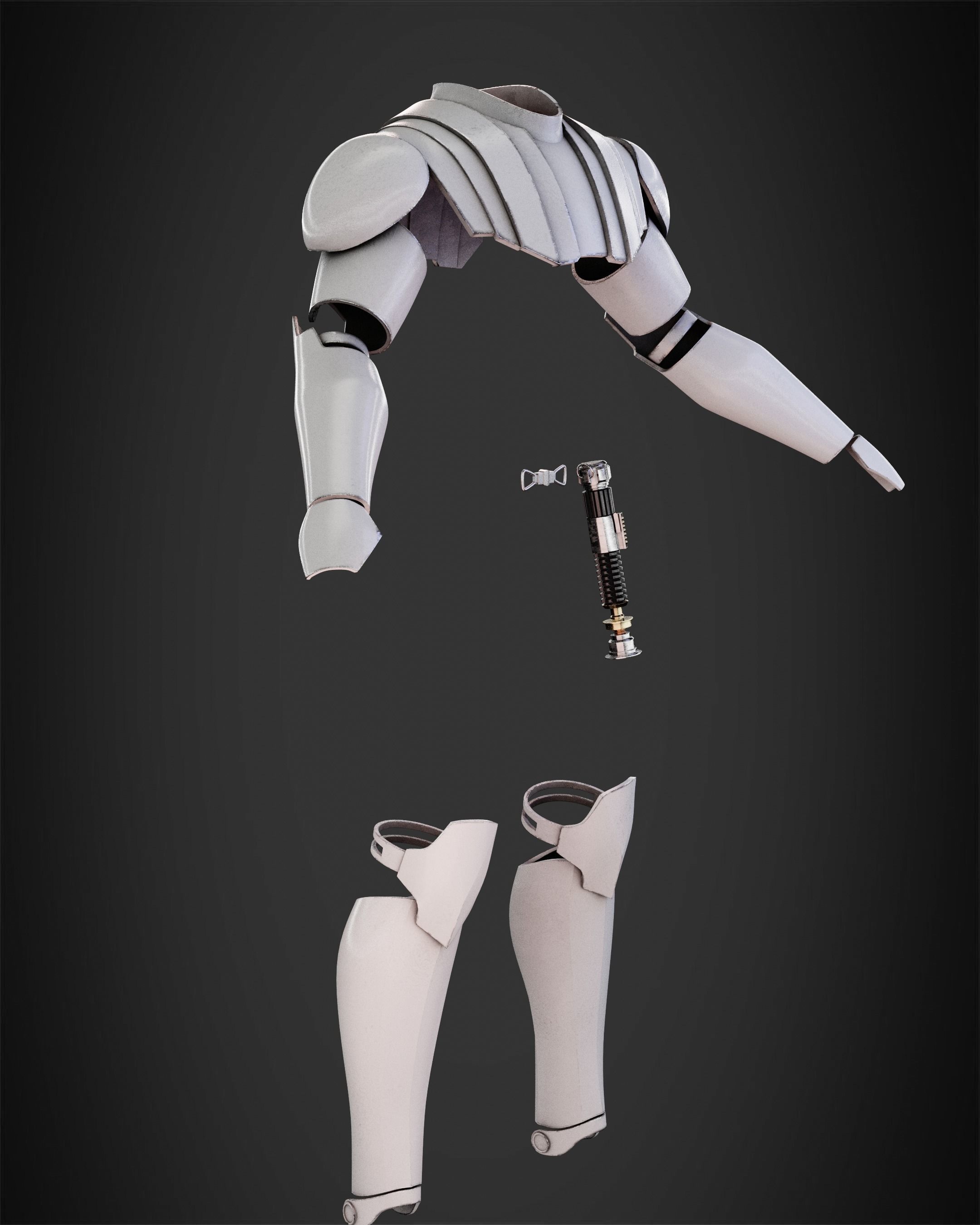 Obi Wan Kenobi Full Battle Armor And Lightsaber for Cosplay 3D Model Collection_6