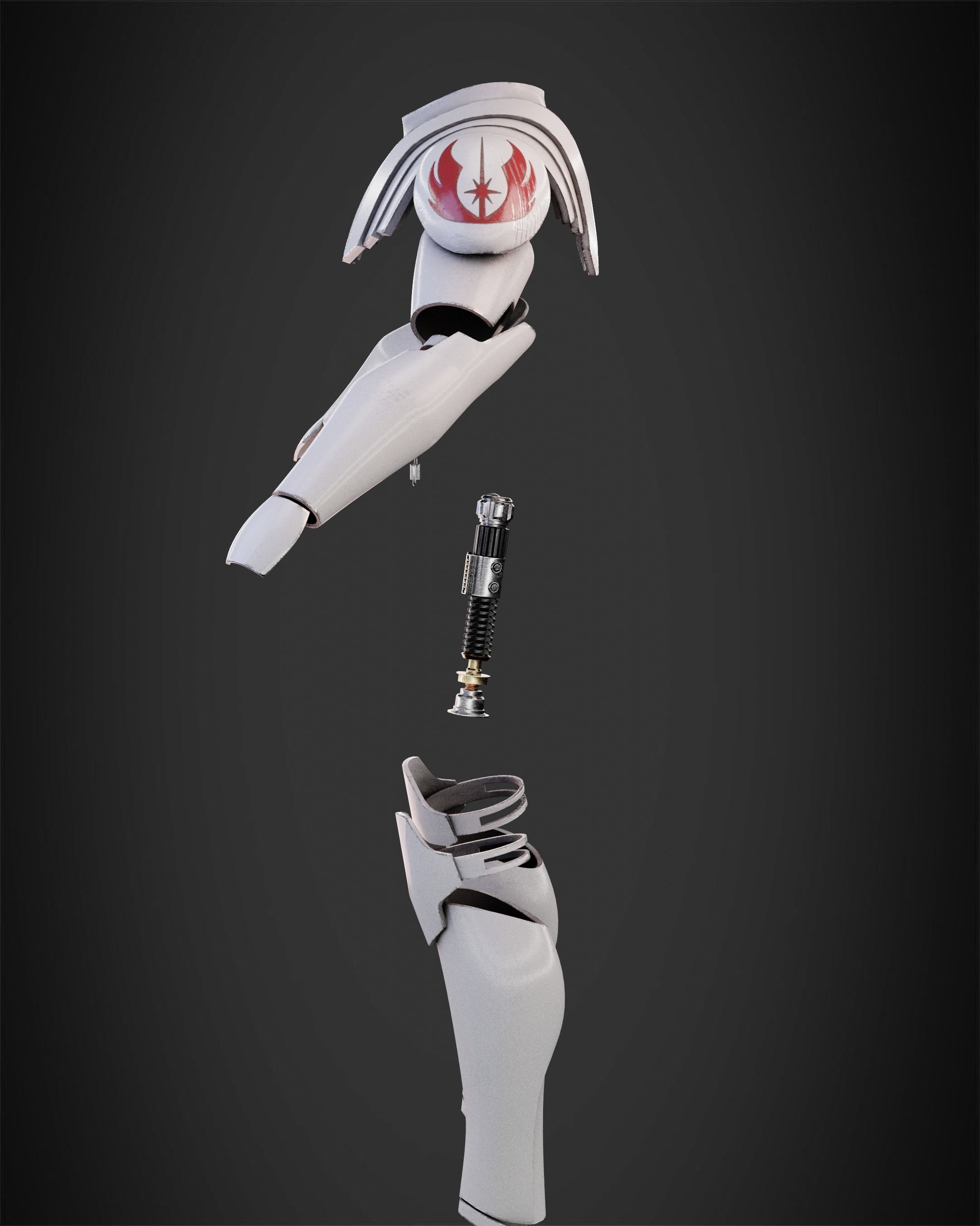 Obi Wan Kenobi Full Battle Armor And Lightsaber for Cosplay 3D Model Collection_7