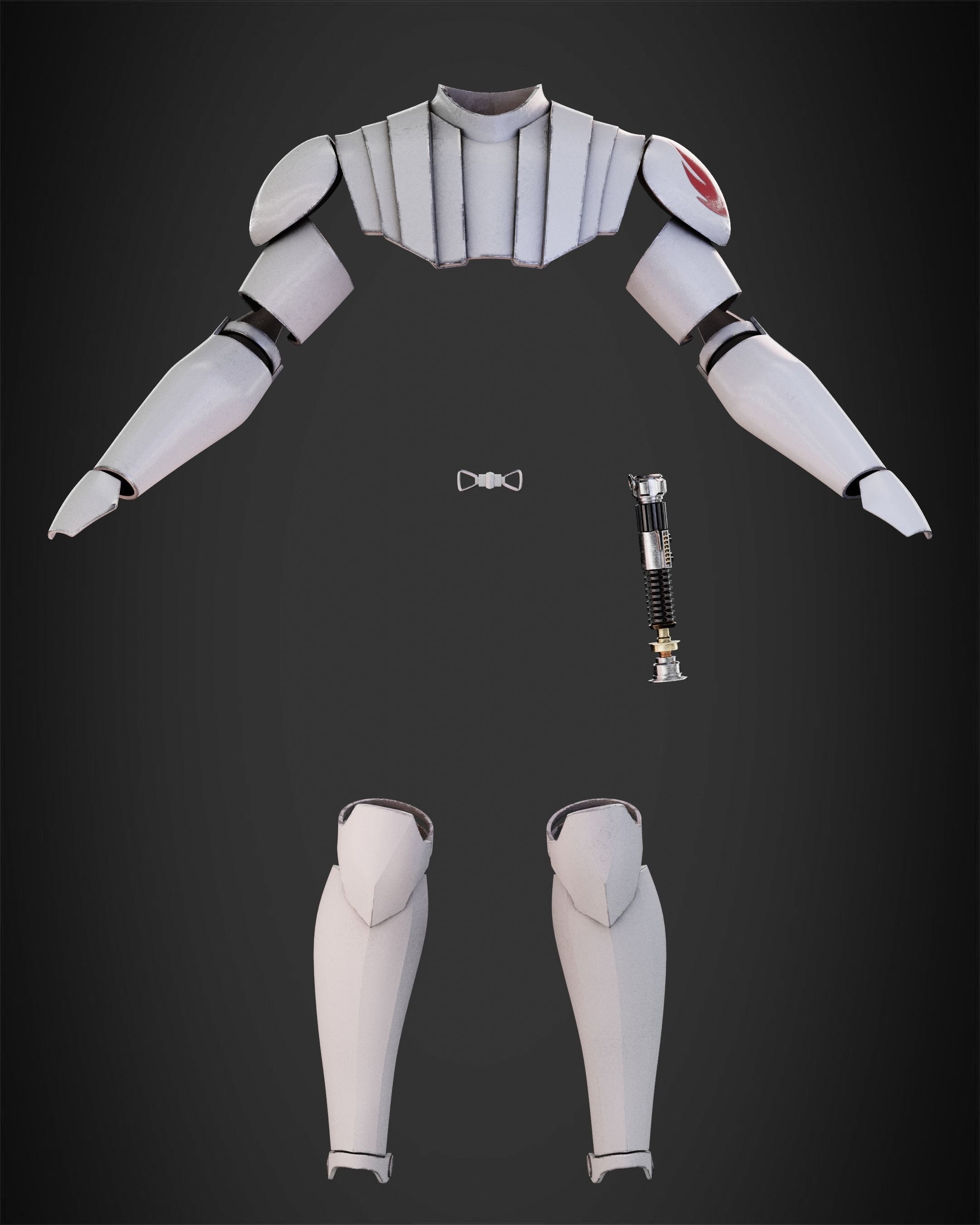 Obi Wan Kenobi Full Battle Armor And Lightsaber for Cosplay 3D Model Collection_5