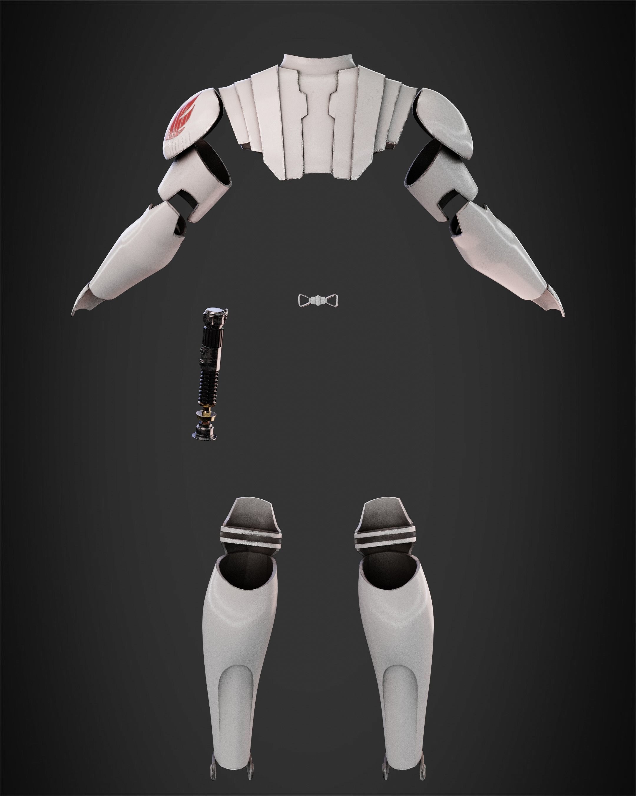 Obi Wan Kenobi Full Battle Armor And Lightsaber for Cosplay 3D Model Collection_8