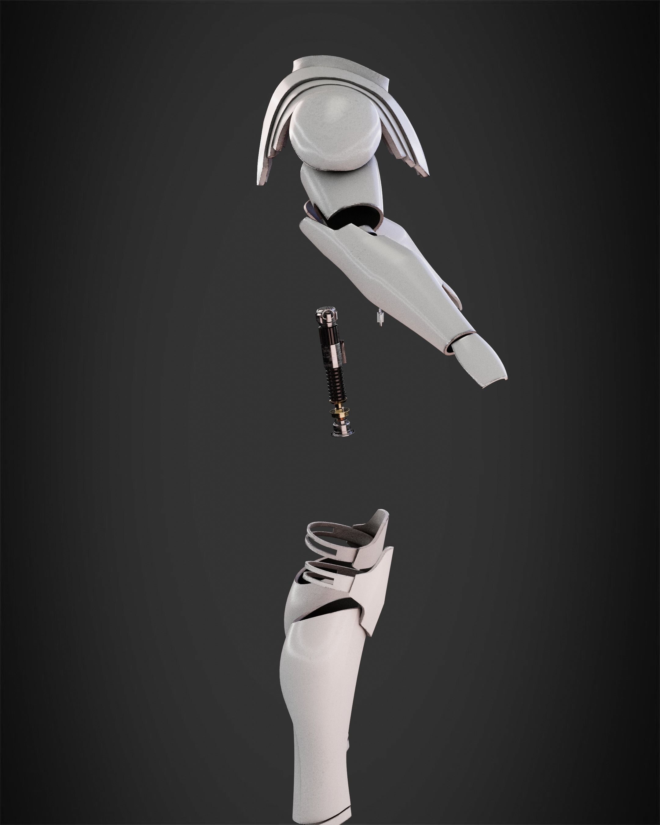 Obi Wan Kenobi Full Battle Armor And Lightsaber for Cosplay 3D Model Collection_9