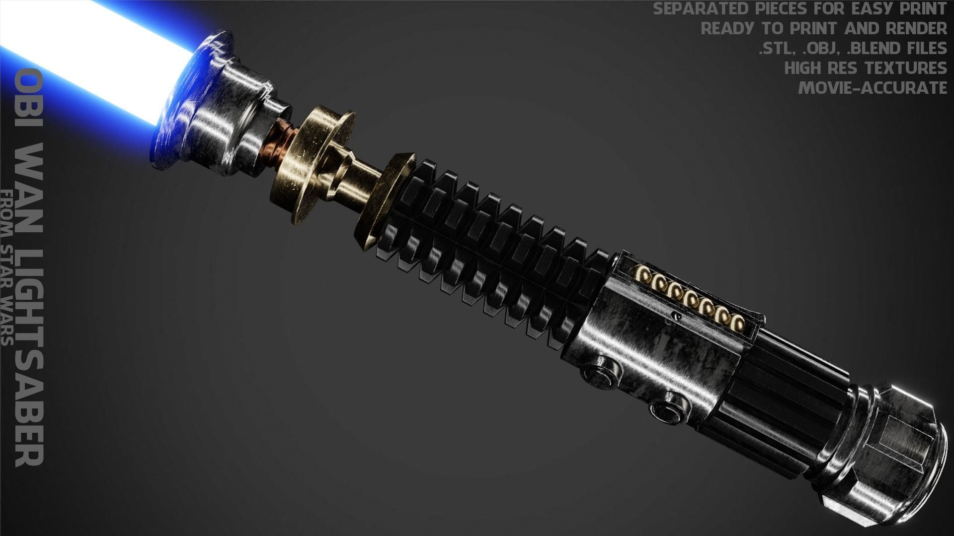 Obi Wan Kenobi Full Battle Armor And Lightsaber for Cosplay 3D Model Collection_3