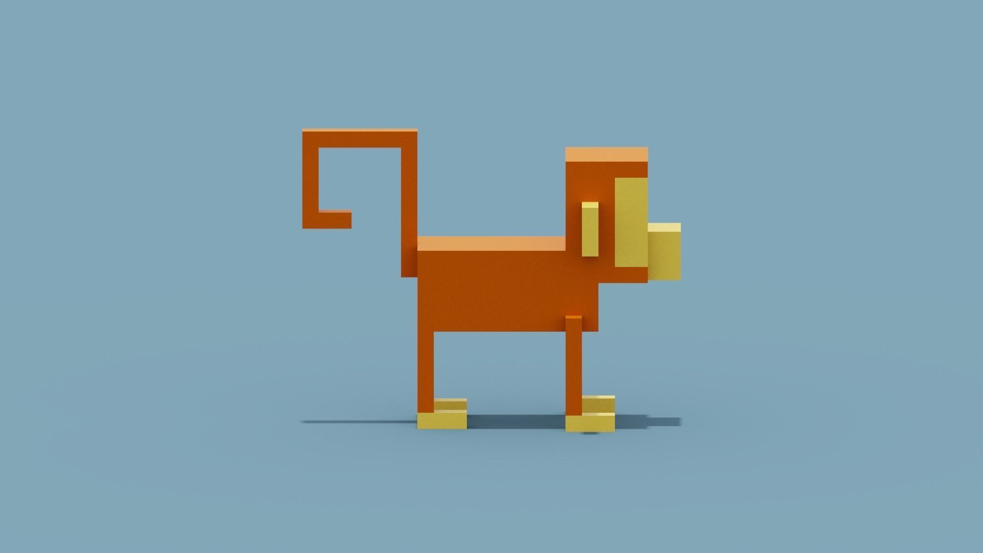 Voxel Monkey Low-poly 3D model_5
