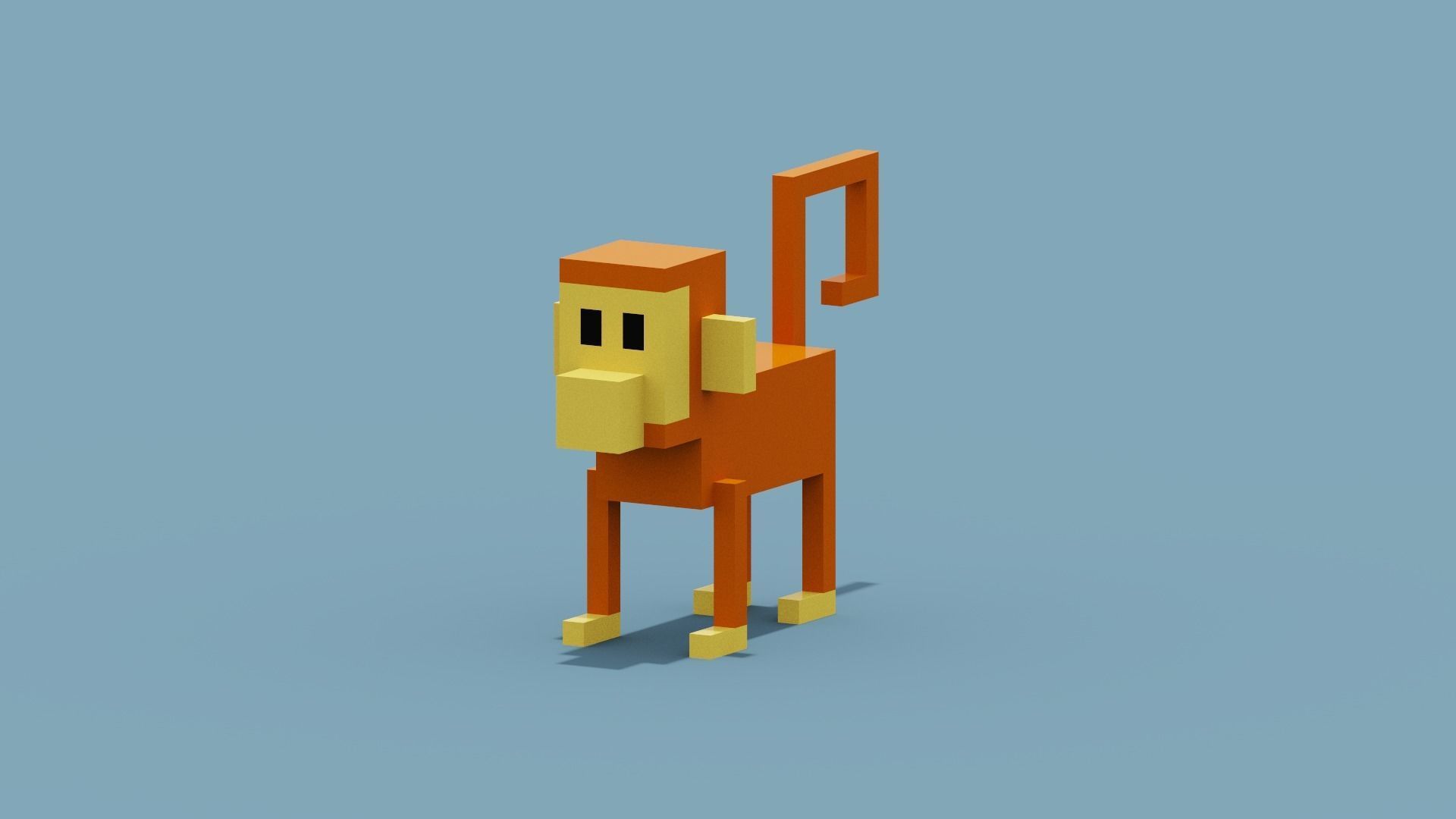 Voxel Monkey Low-poly 3D model_9
