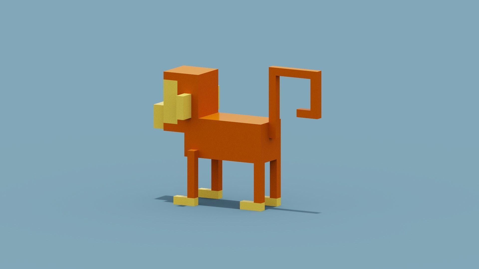 Voxel Monkey Low-poly 3D model_4