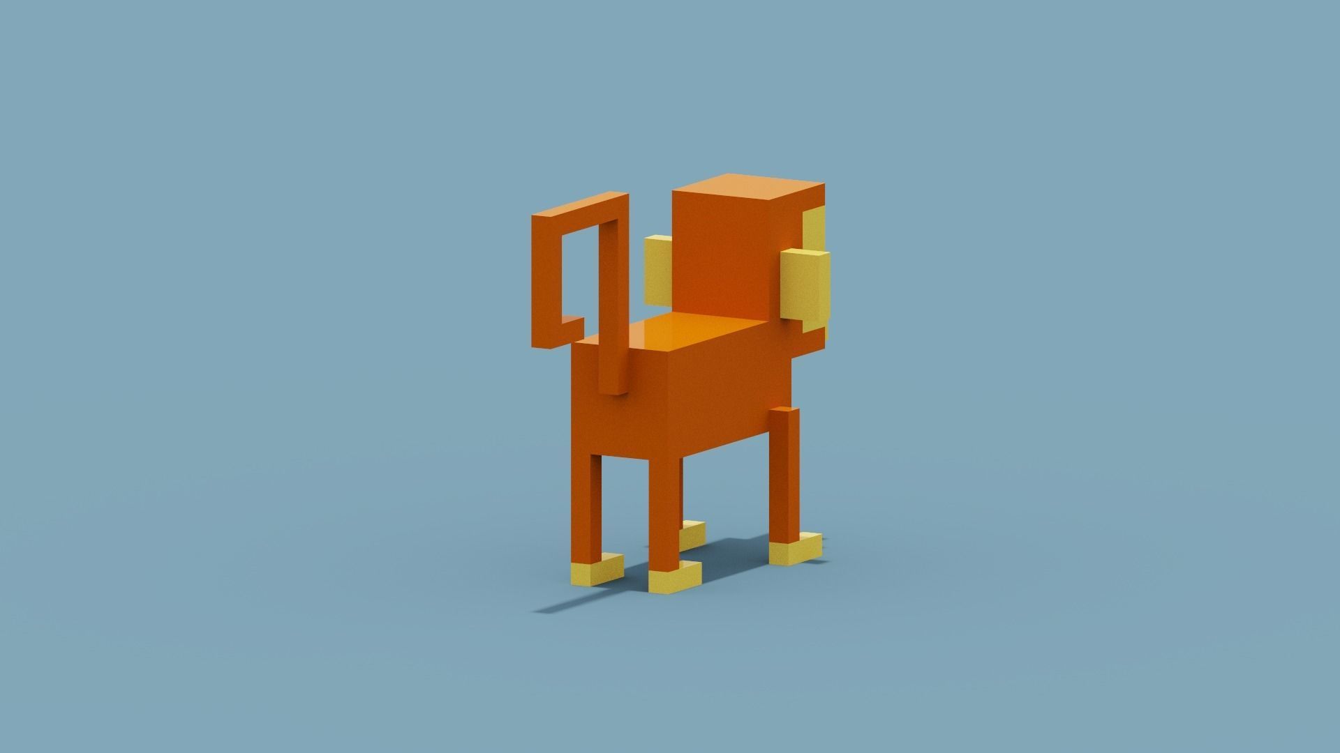 Voxel Monkey Low-poly 3D model_6