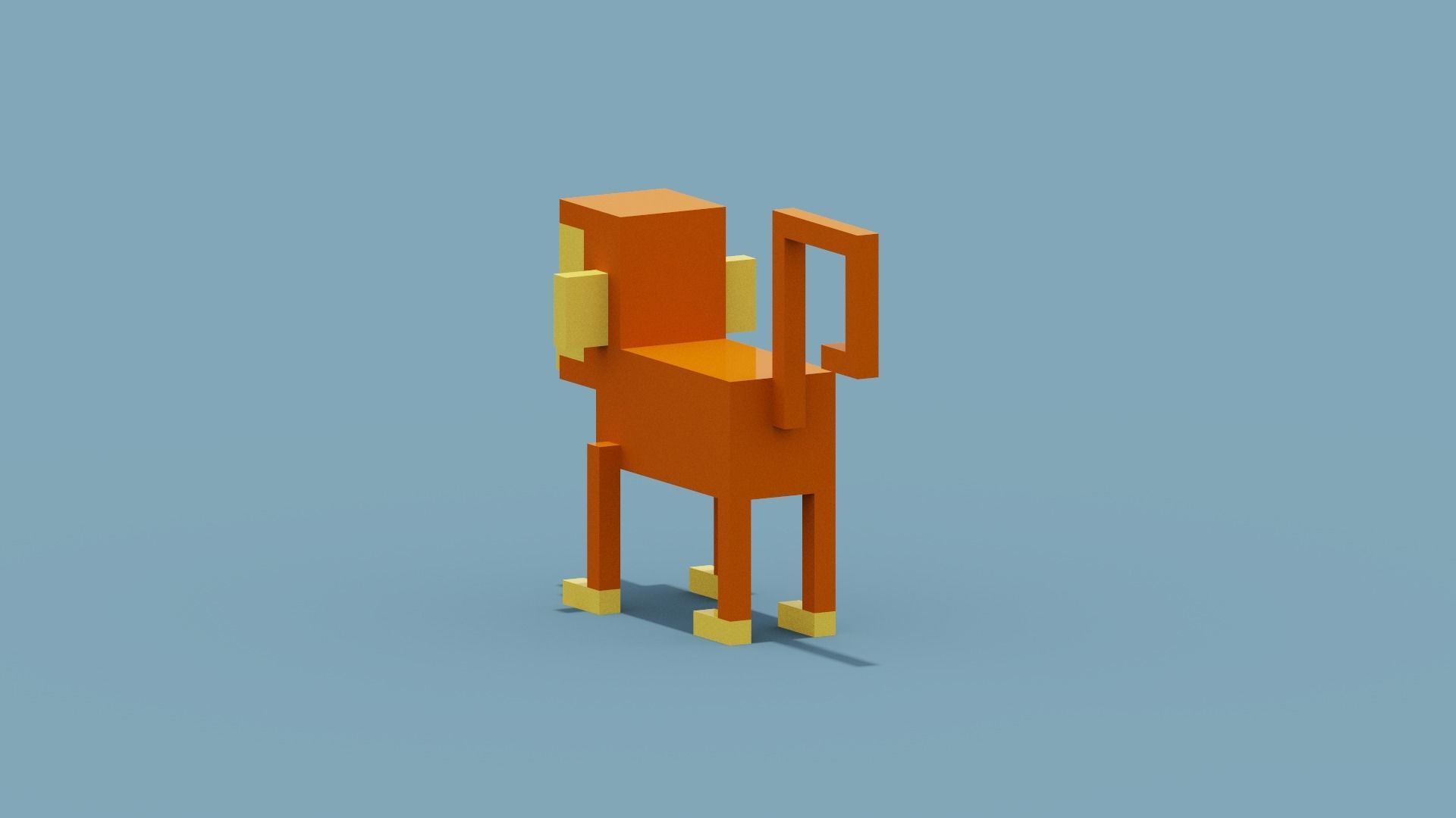 Voxel Monkey Low-poly 3D model_2