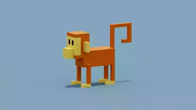Voxel Monkey Low-poly 3D model