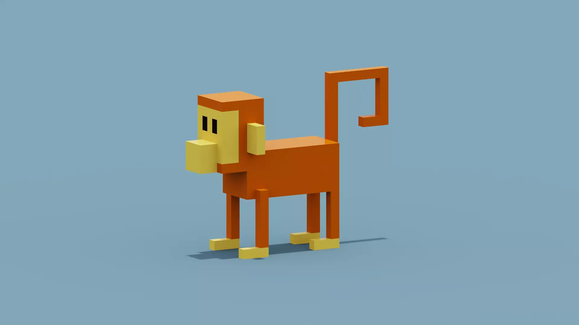 Voxel Monkey Low-poly 3D model_0