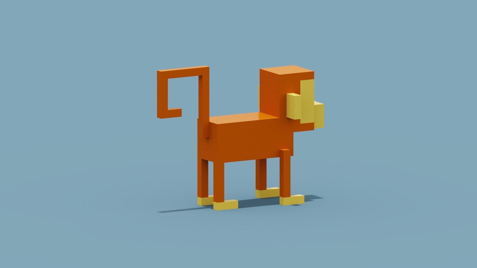 Voxel Monkey Low-poly 3D model_8