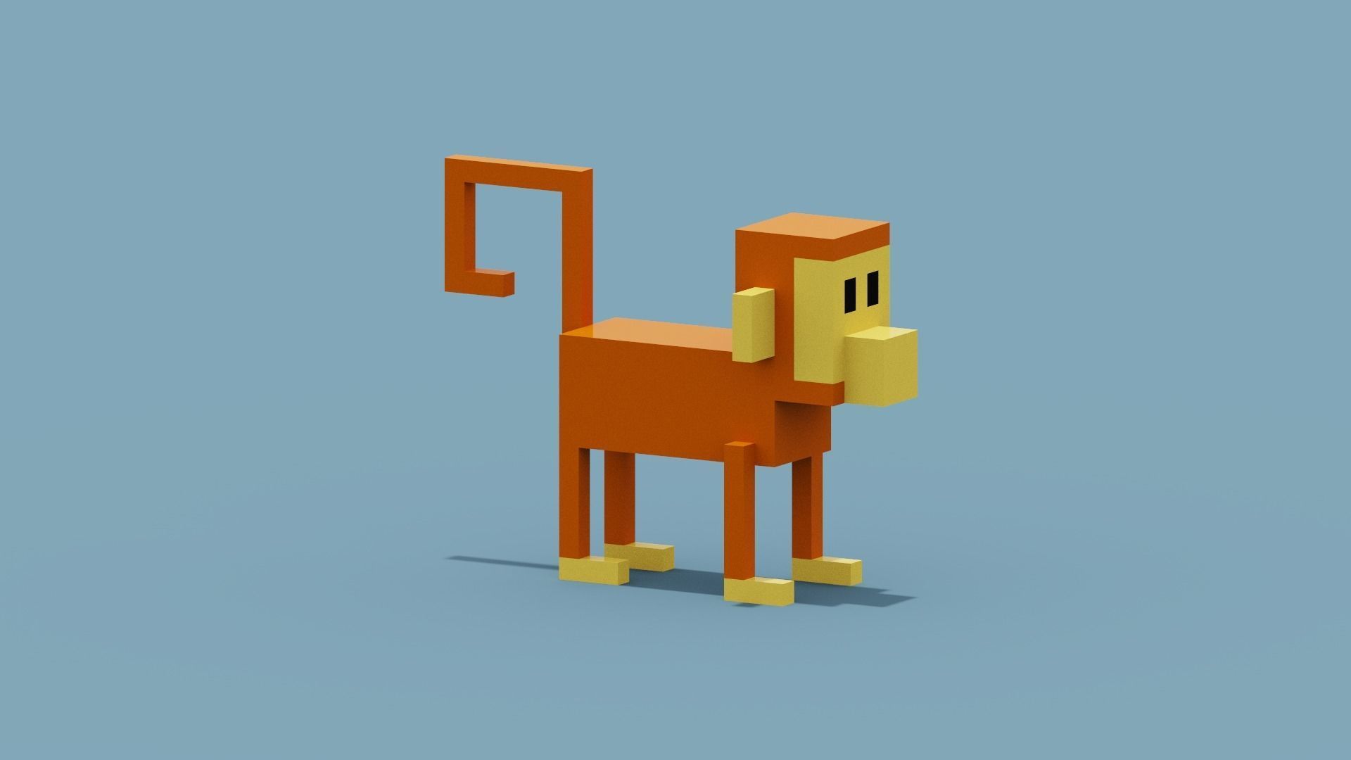 Voxel Monkey Low-poly 3D model_10