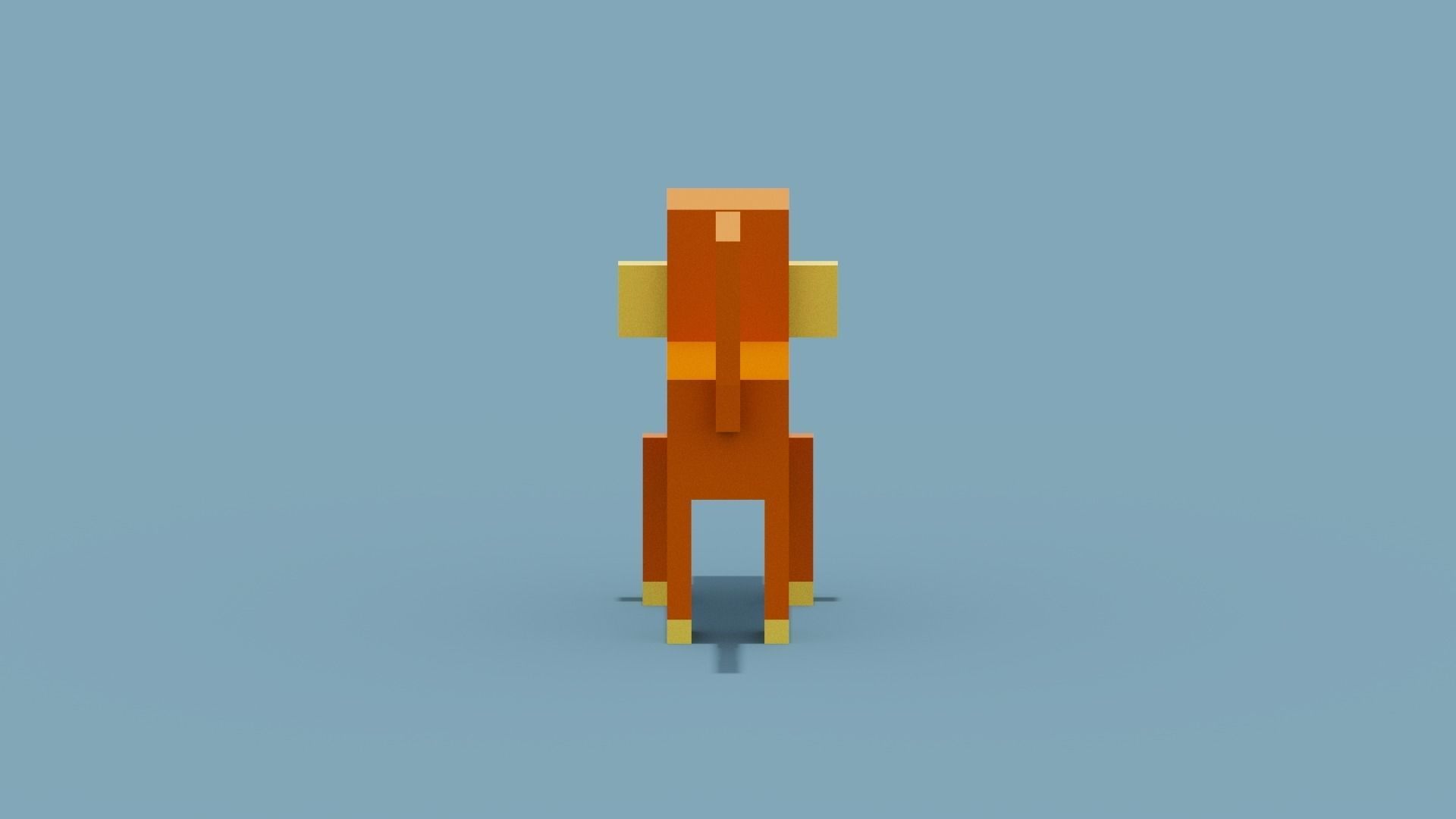 Voxel Monkey Low-poly 3D model_3