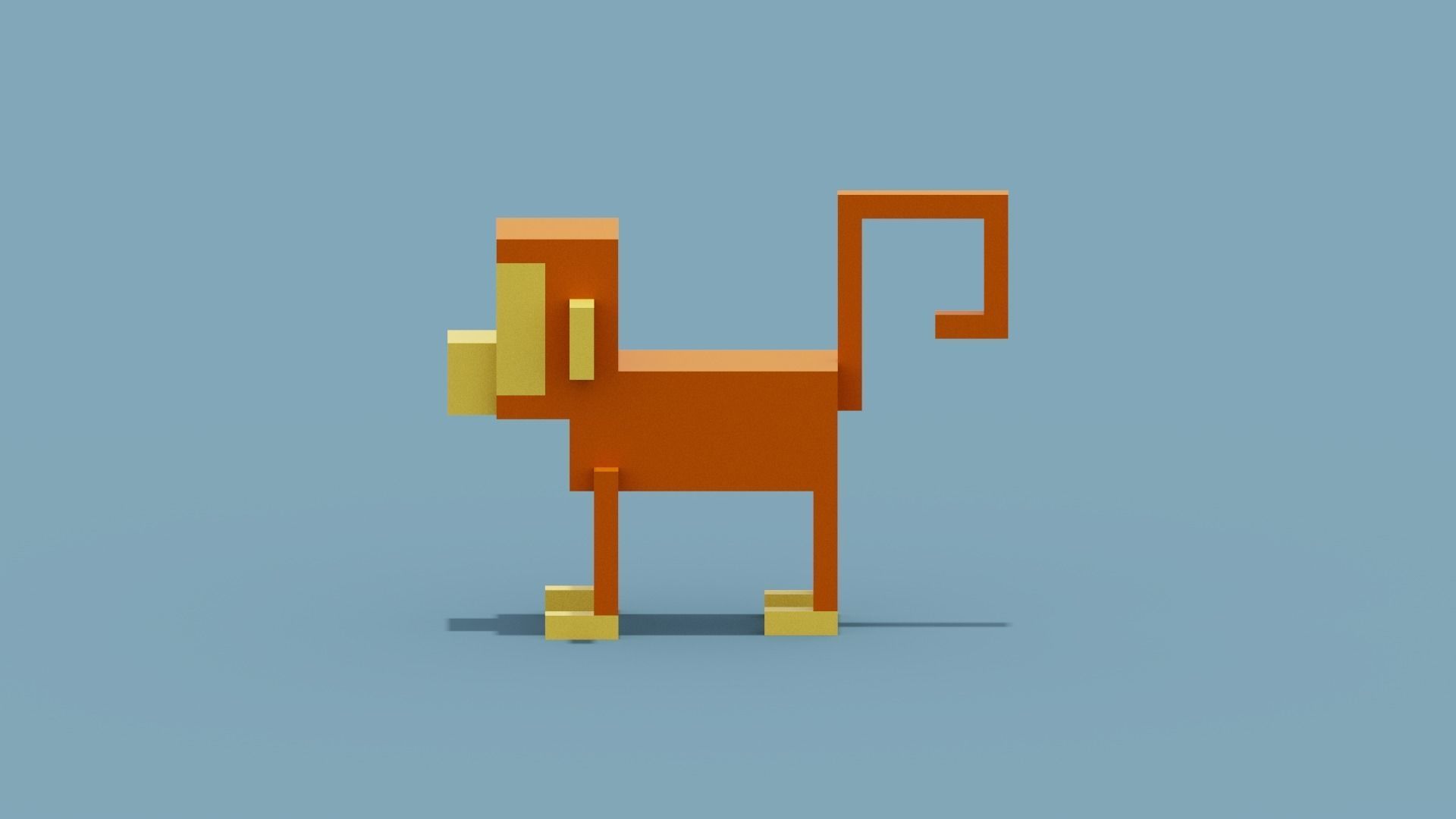 Voxel Monkey Low-poly 3D model_1
