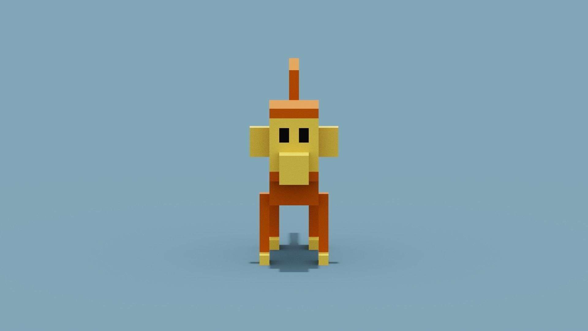 Voxel Monkey Low-poly 3D model_7