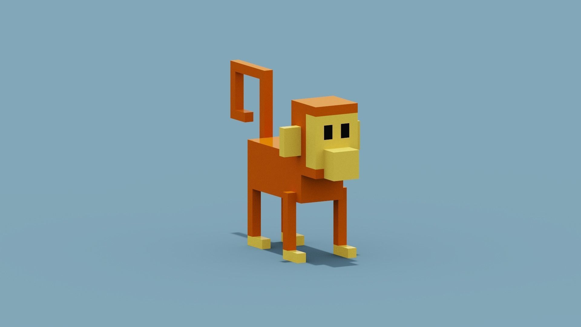 Voxel Monkey Low-poly 3D model_11