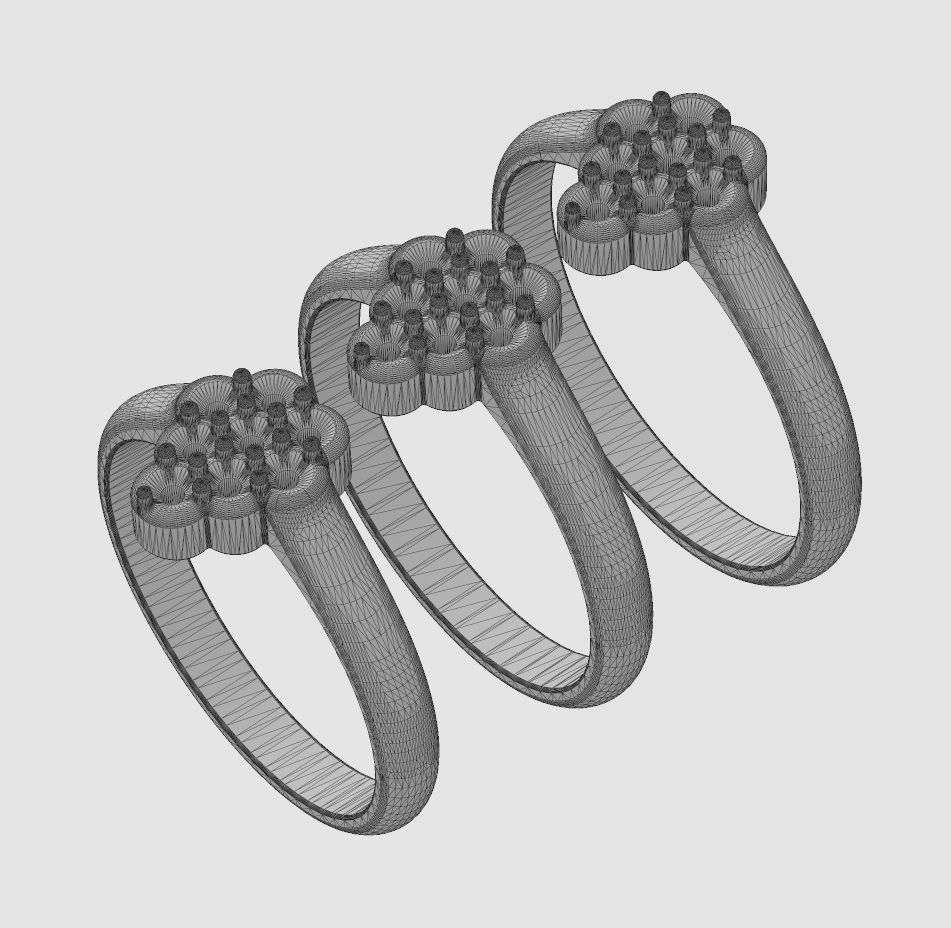 Pear cluster diamond ring US sizes 6 7 8 3D print model_12