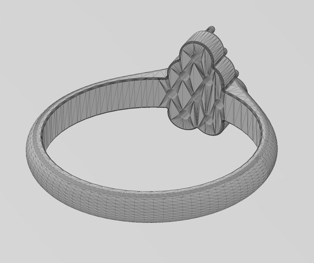 Pear cluster diamond ring US sizes 6 7 8 3D print model_13