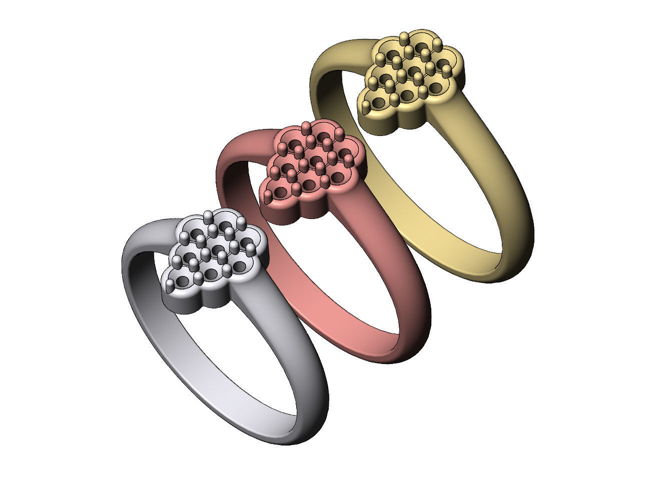 Pear cluster diamond ring US sizes 6 7 8 3D print model_4