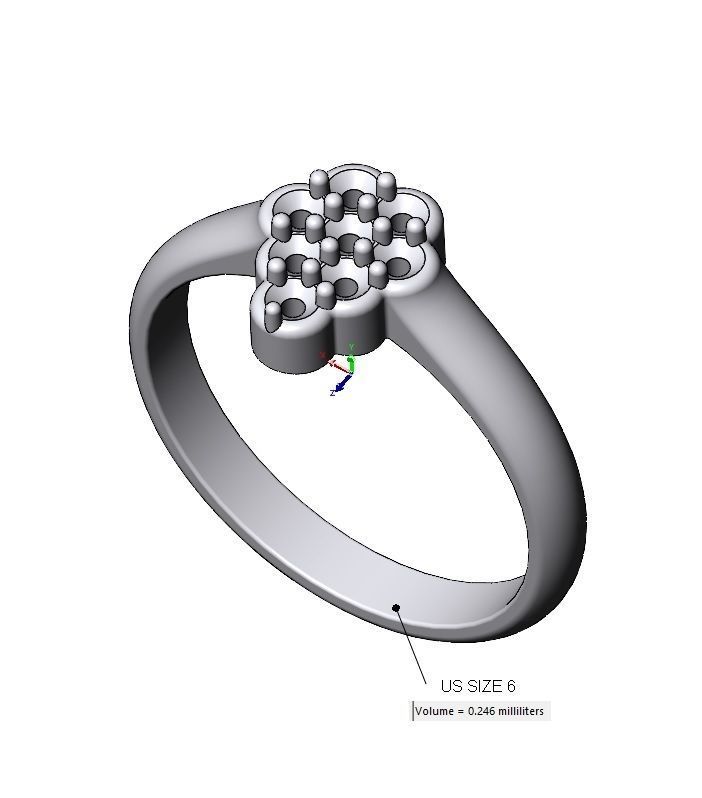 Pear cluster diamond ring US sizes 6 7 8 3D print model_9