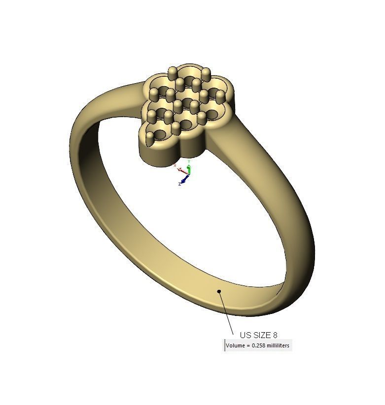 Pear cluster diamond ring US sizes 6 7 8 3D print model_11