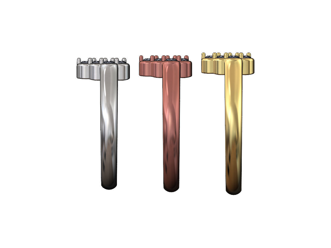 Pear cluster diamond ring US sizes 6 7 8 3D print model_2