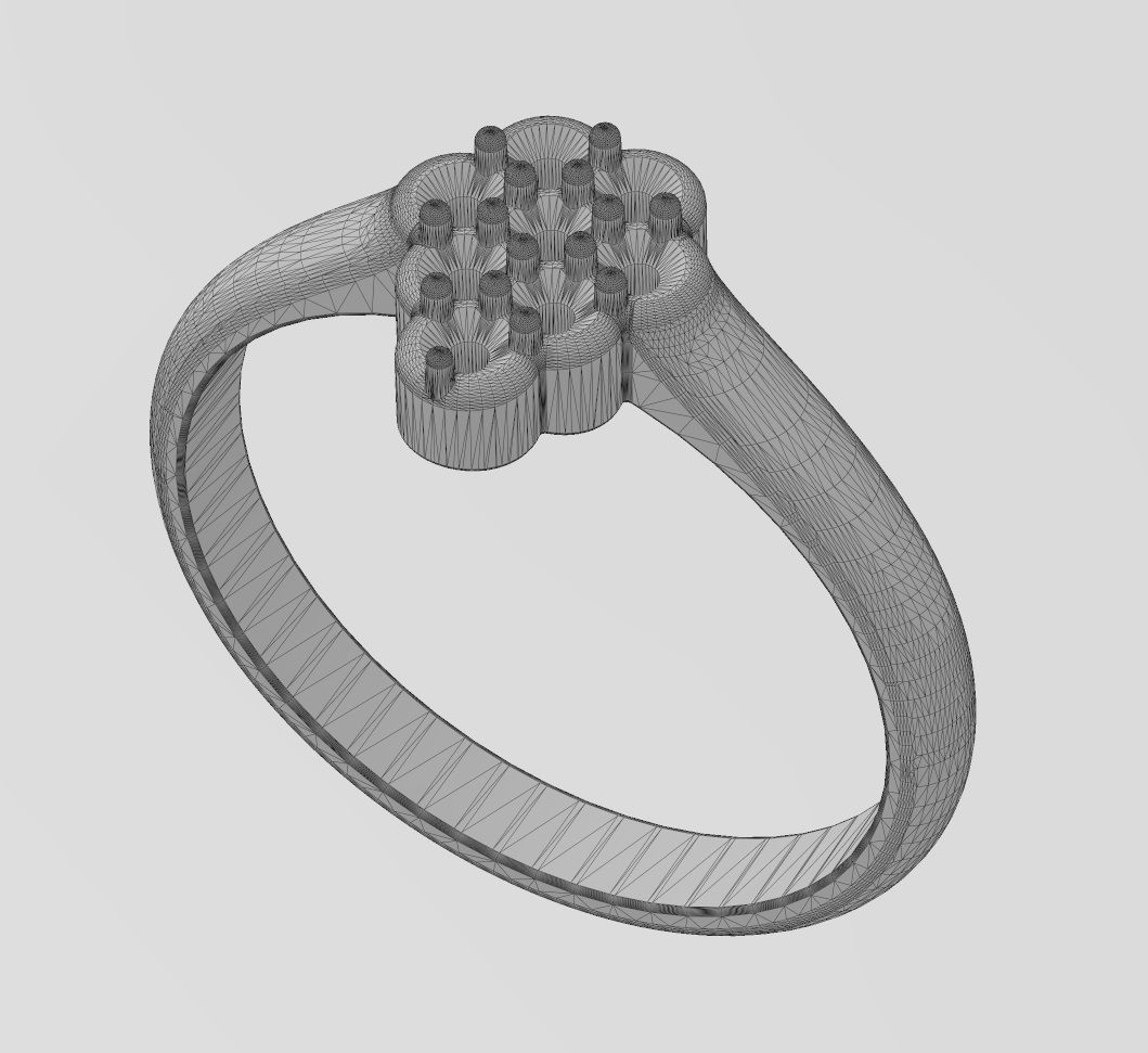 Pear cluster diamond ring US sizes 6 7 8 3D print model_14