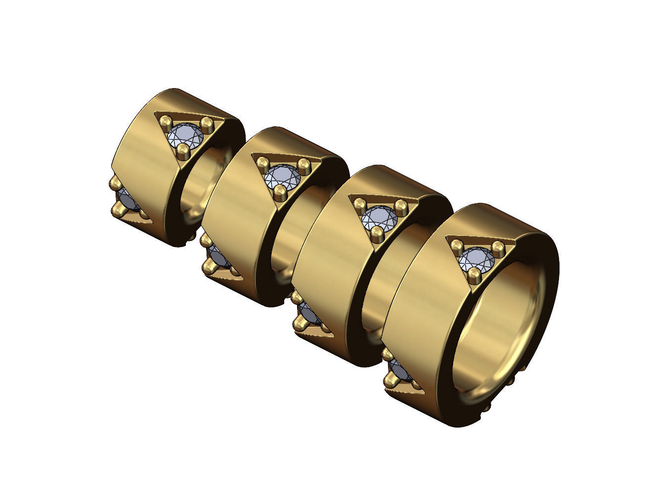 Diamond triangles bead and charm 3D print model_3