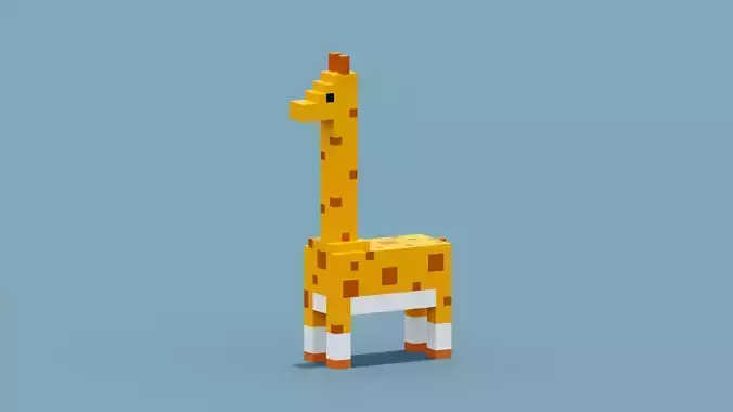 Voxel Giraffe Low-poly 3D model
