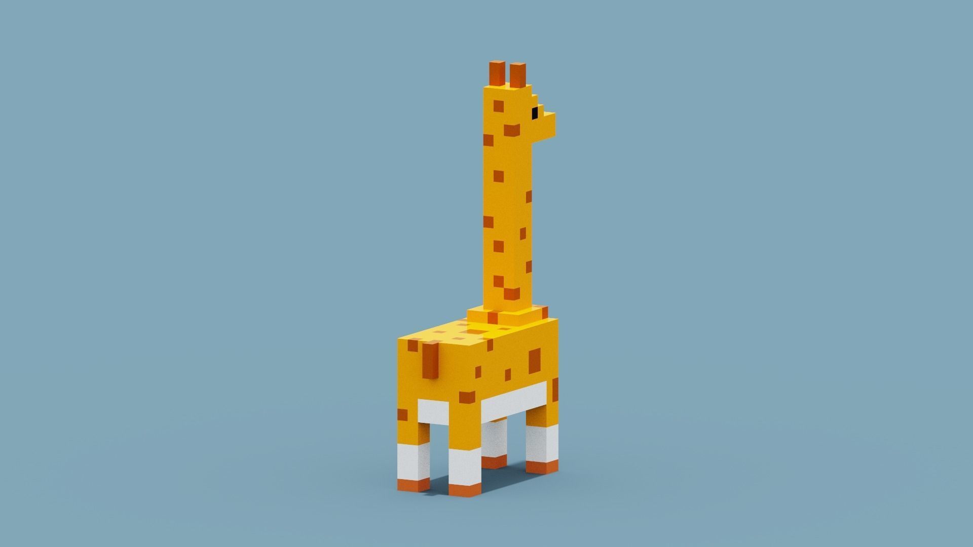 Voxel Giraffe Low-poly 3D model_5