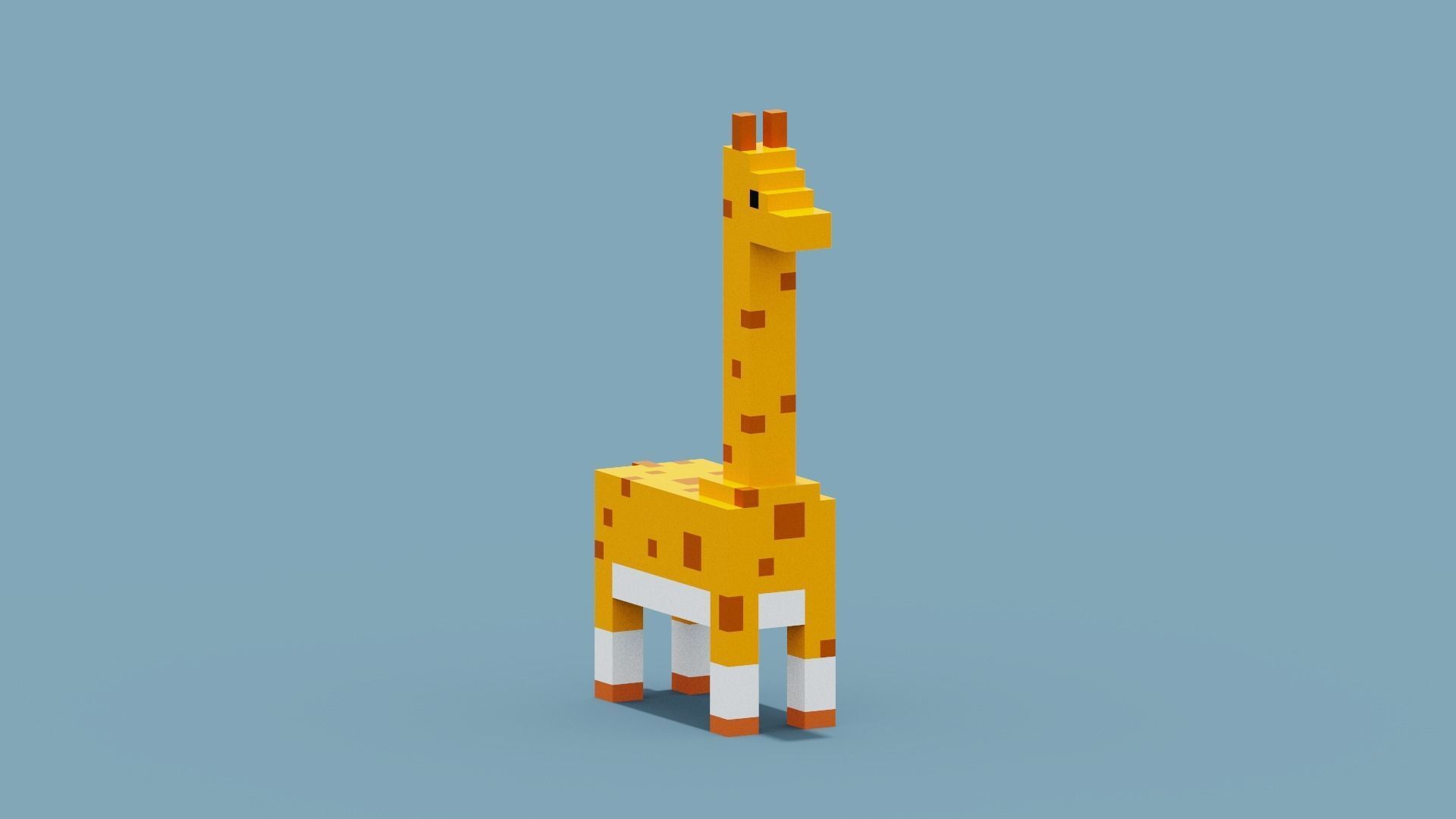 Voxel Giraffe Low-poly 3D model_9