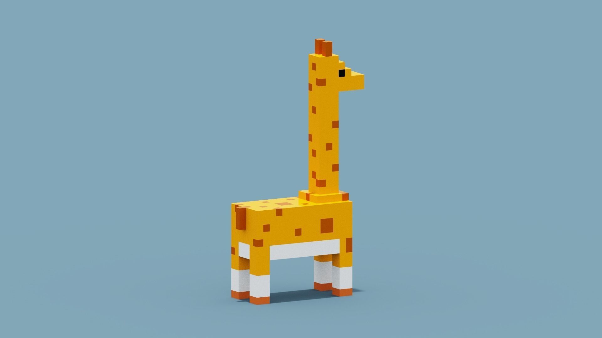 Voxel Giraffe Low-poly 3D model_6