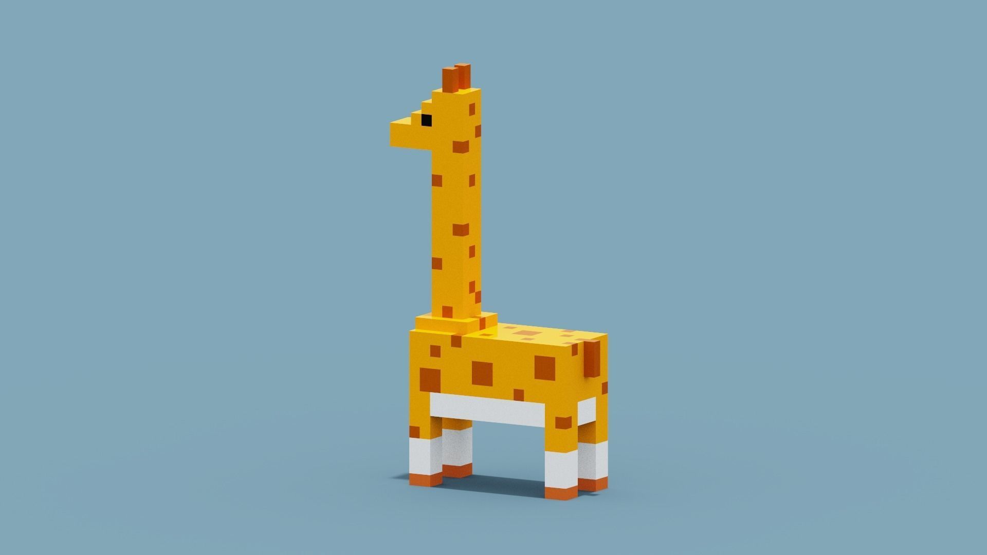 Voxel Giraffe Low-poly 3D model_2