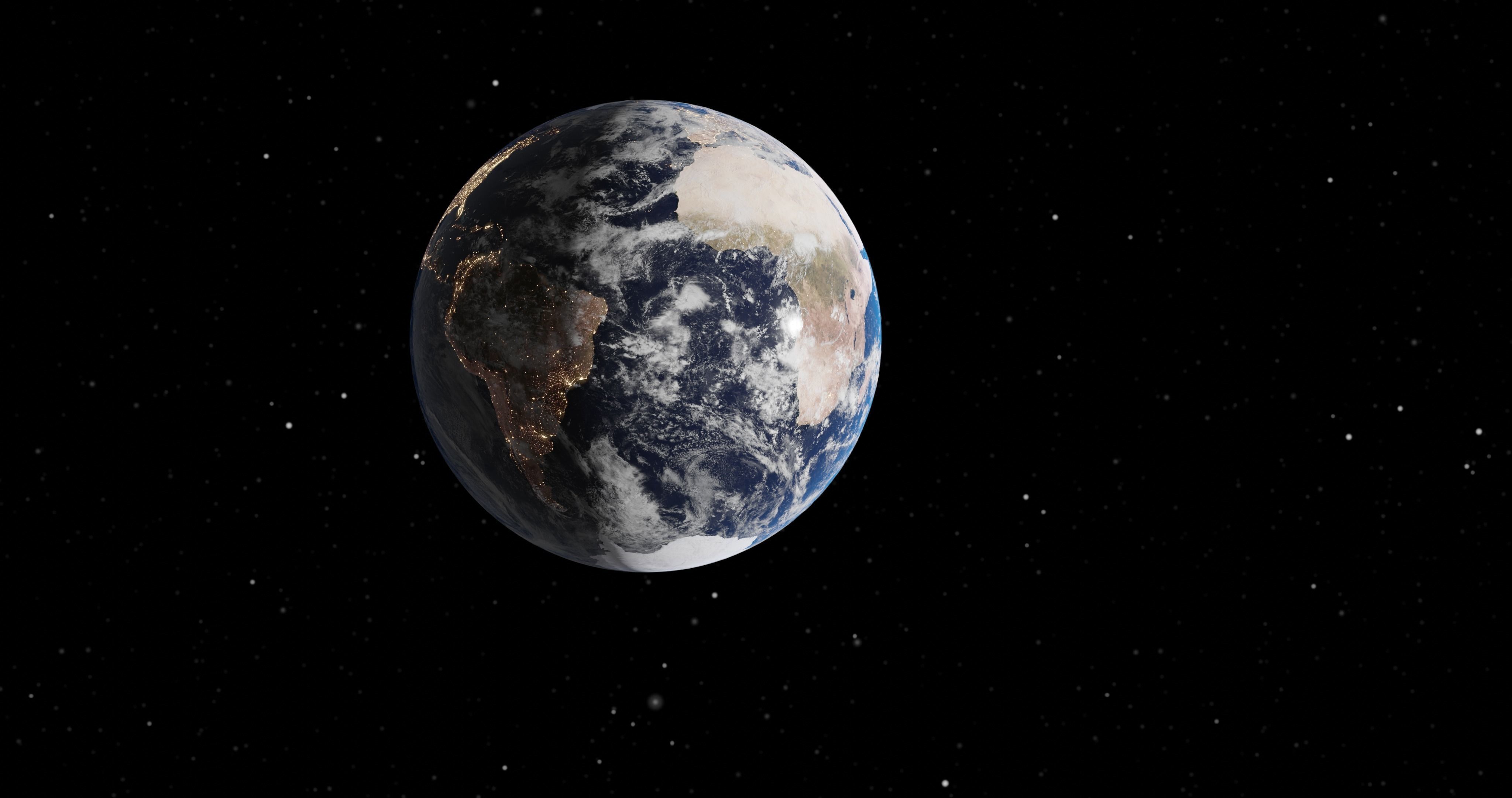 Satellite with earth and clouds Low-poly 3D model_2