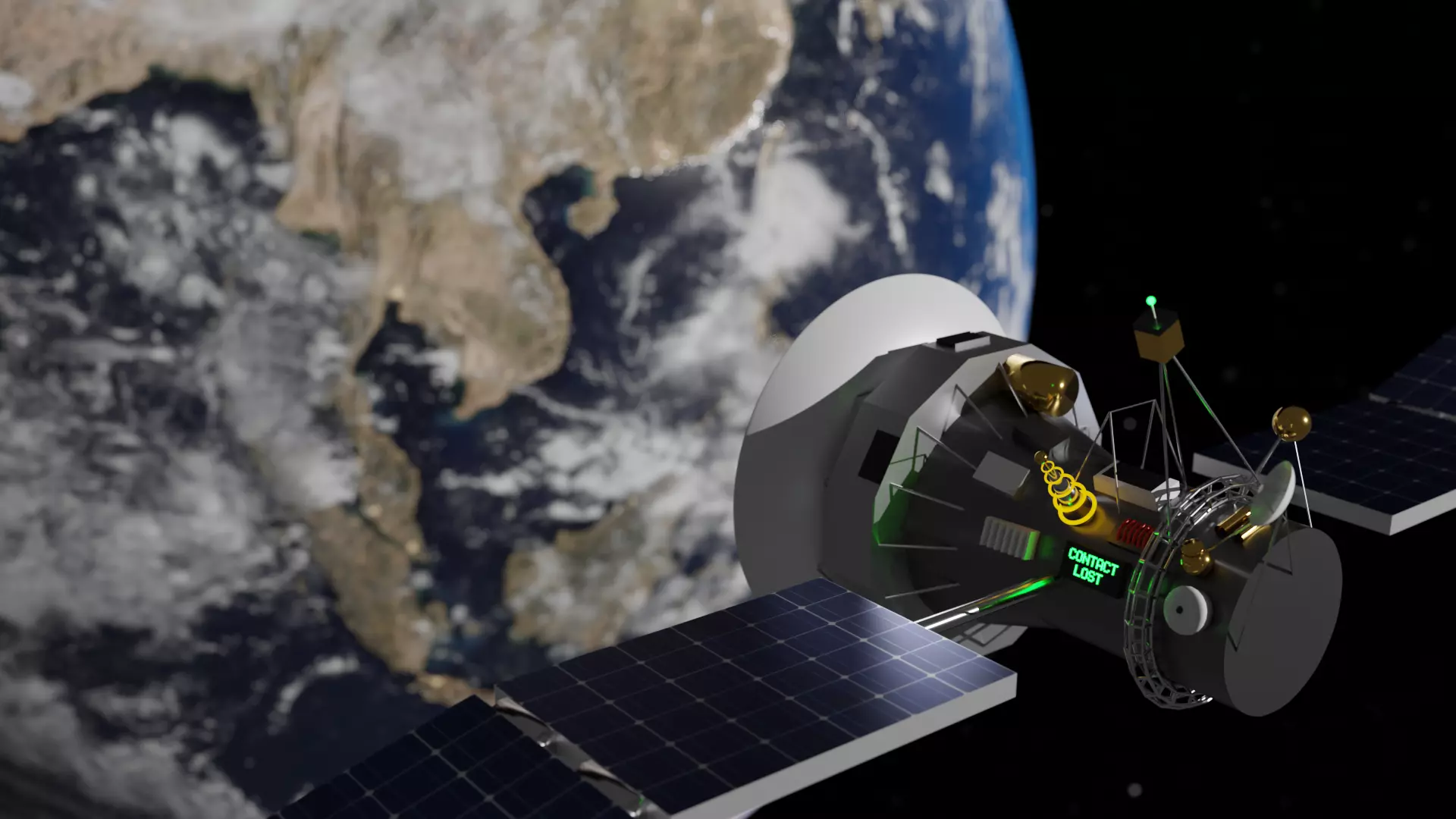 Satellite with earth and clouds Low-poly 3D model_0