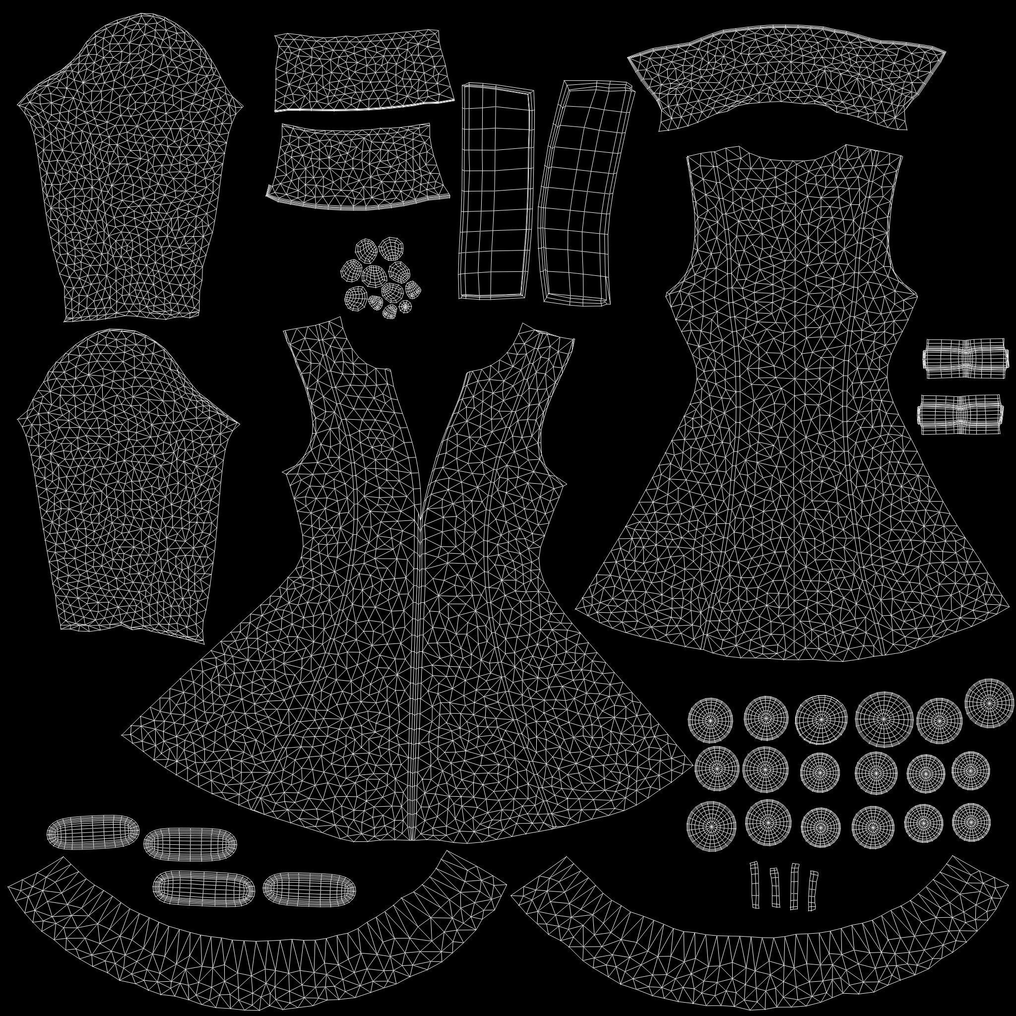 Military Style Embroidery Female Coat Low-poly 3D model_14