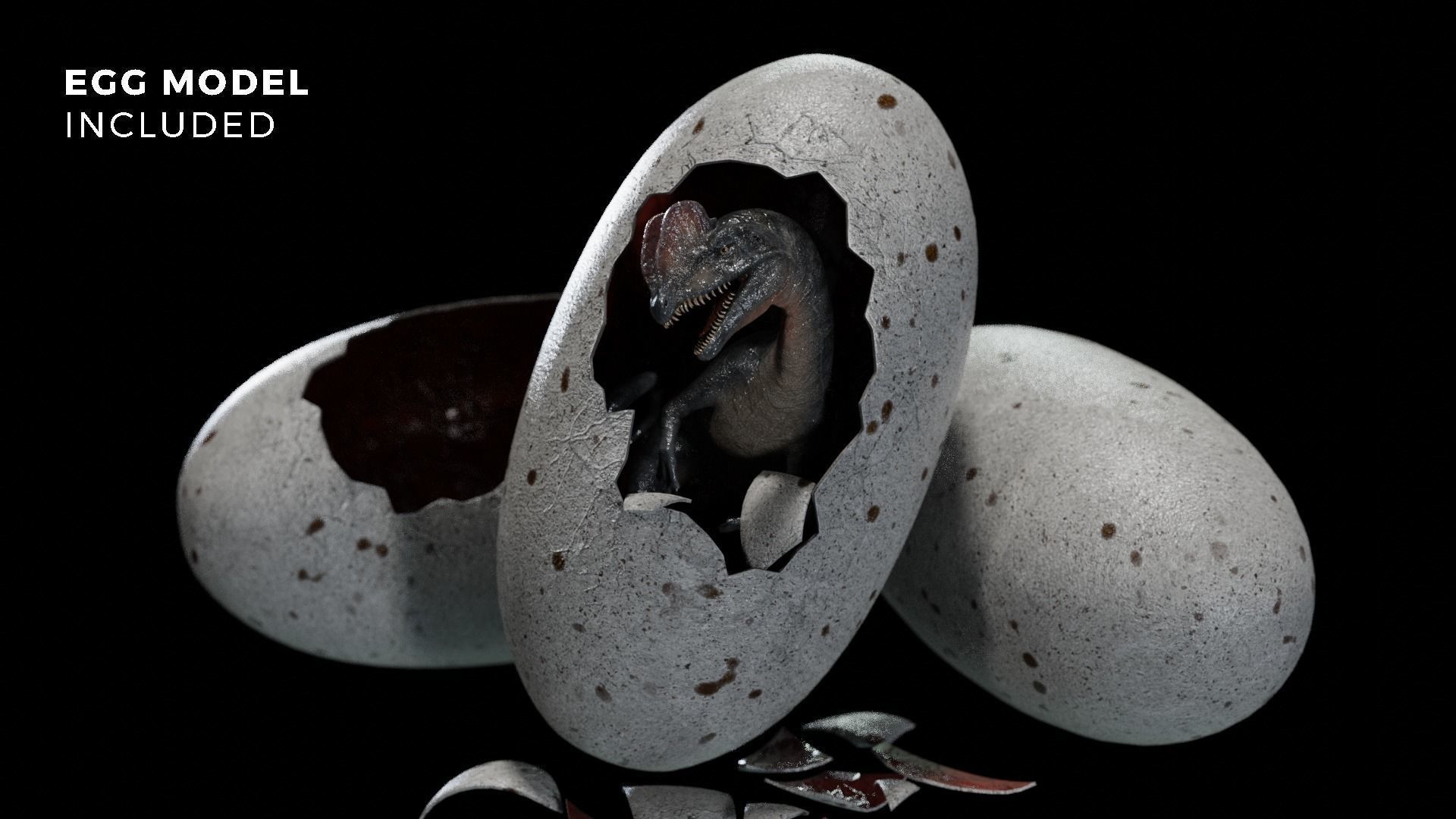 Dilophosaurus Dinosaur Low-poly 3D model_2