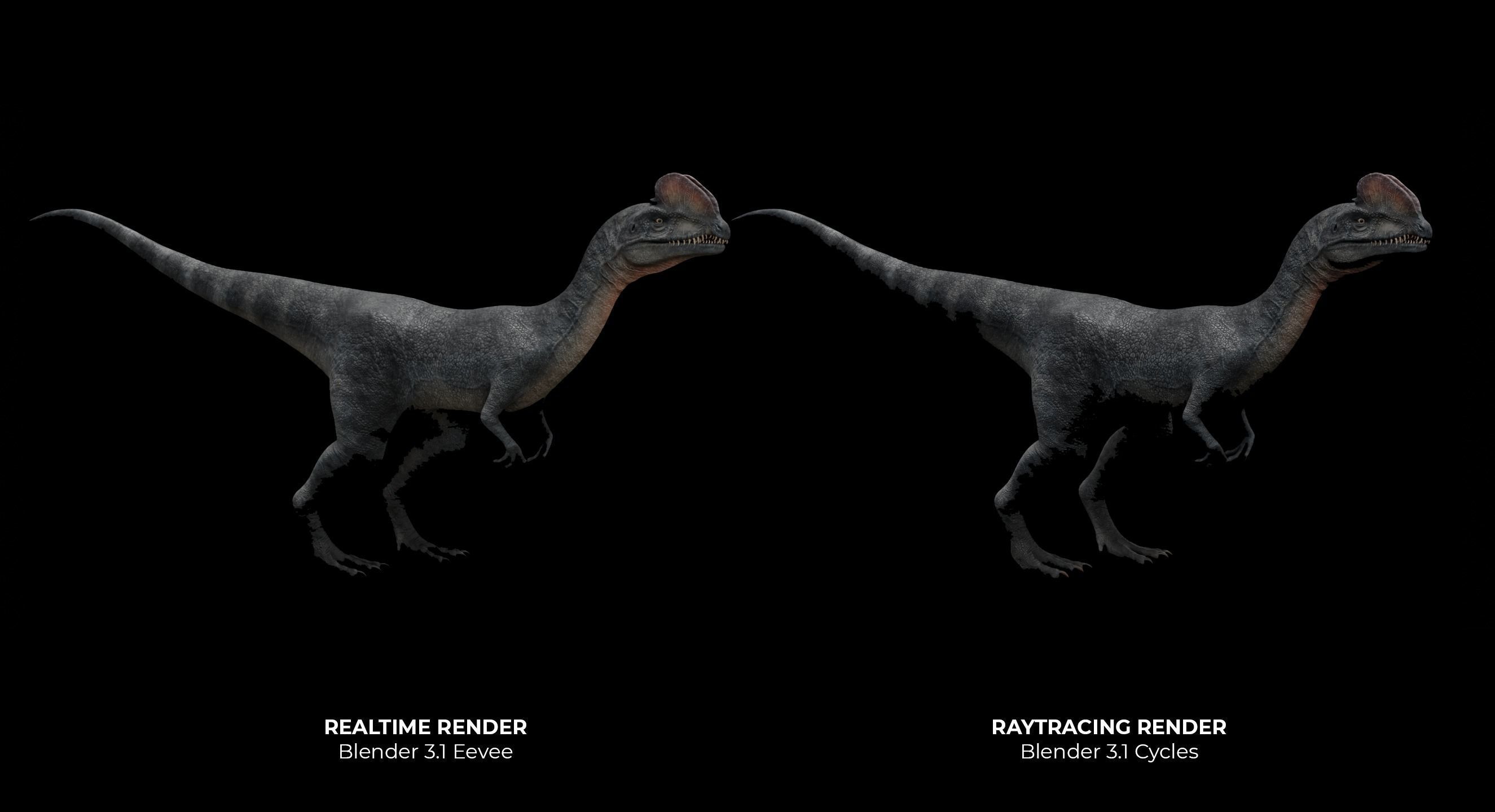 Dilophosaurus Dinosaur Low-poly 3D model_4