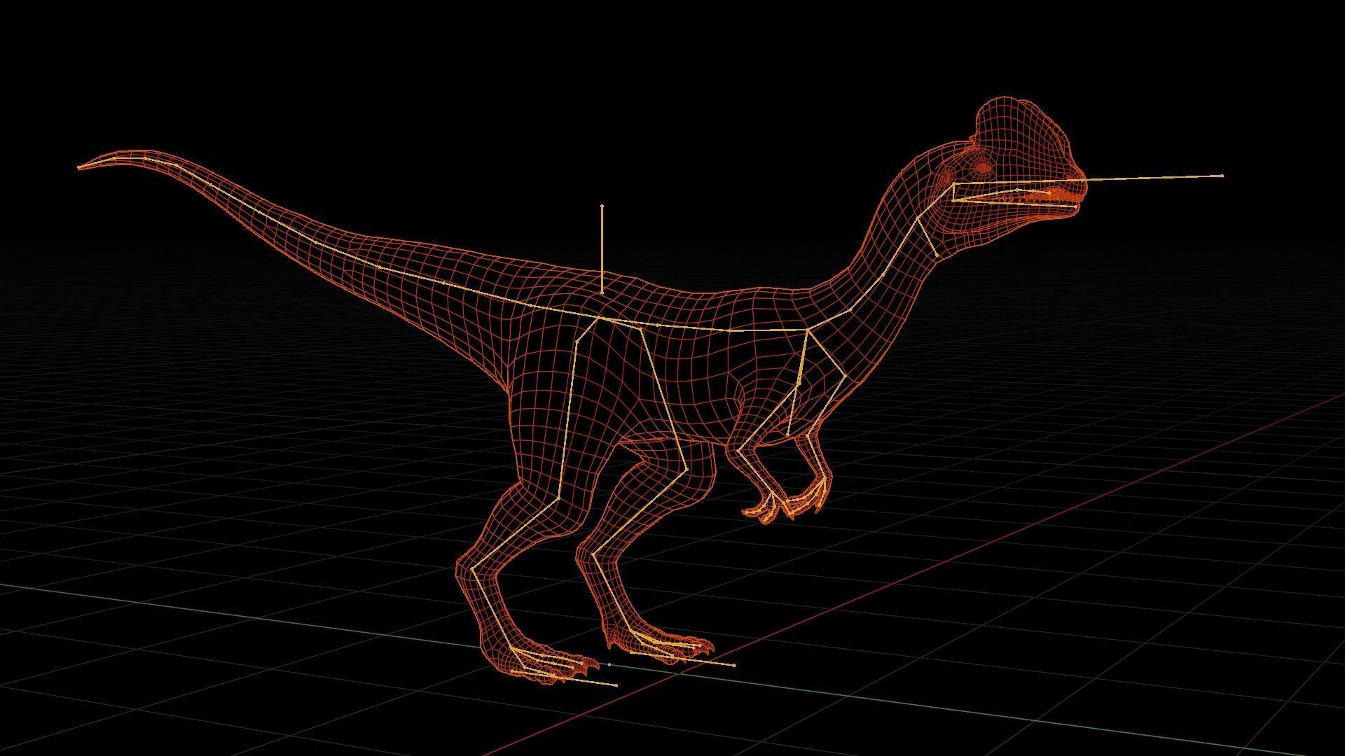 Dilophosaurus Dinosaur Low-poly 3D model_20