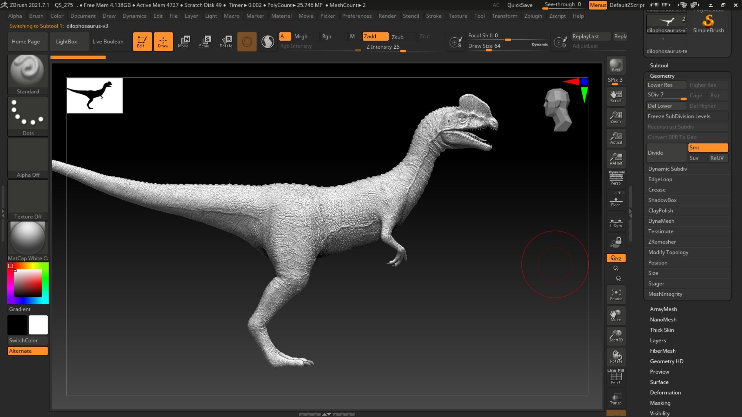 Dilophosaurus Dinosaur Low-poly 3D model_21