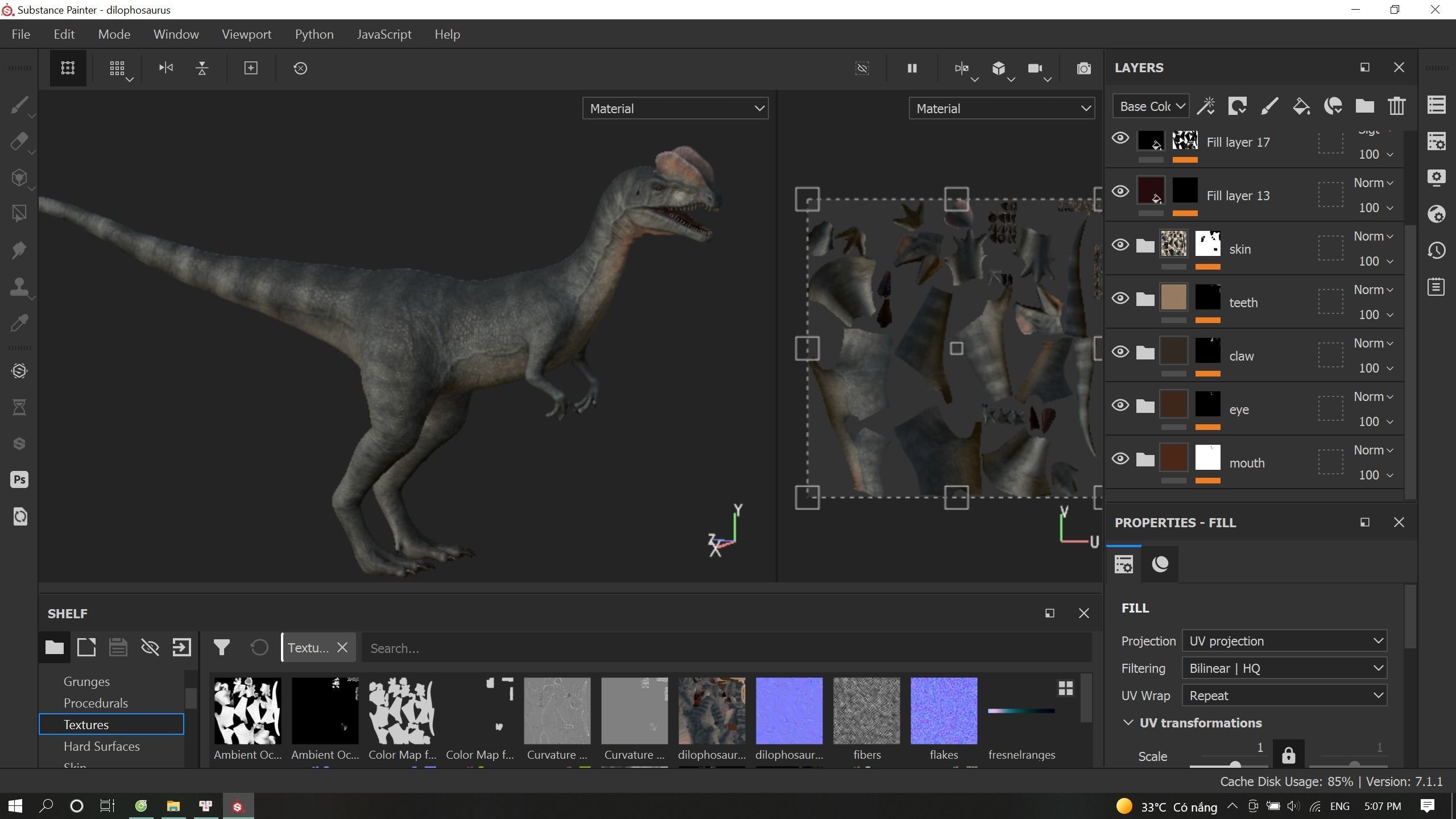 Dilophosaurus Dinosaur Low-poly 3D model_22