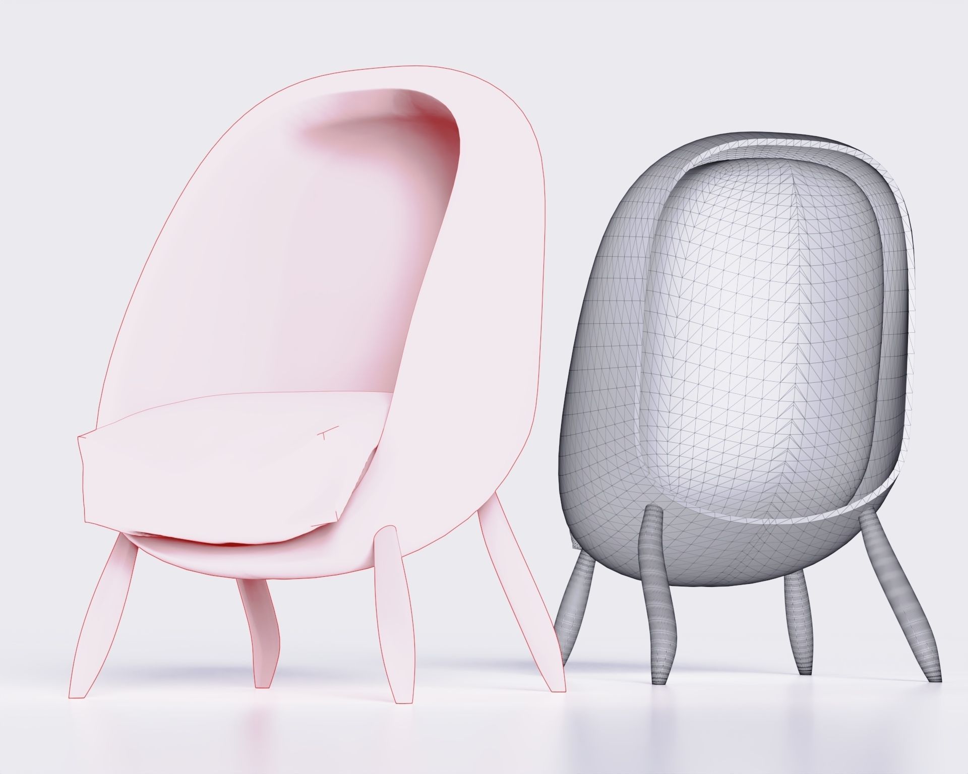 Future Chair Low-poly 3D model_4