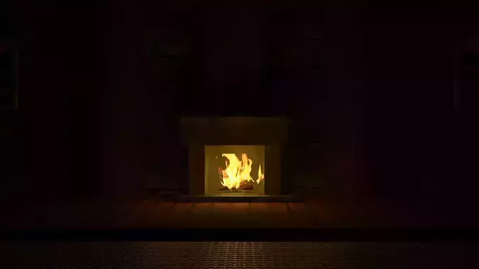medieval fireplace lowpoly